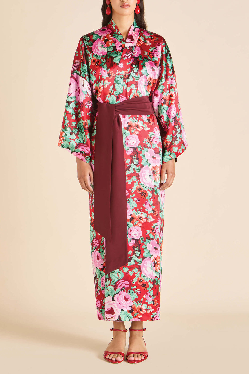 Queenie Moulin Floral Robe Silk Satin
