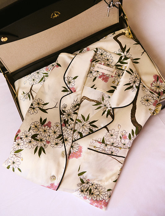 Audrey Jet Black Eye Mask in Silk Satin | Olivia von Halle