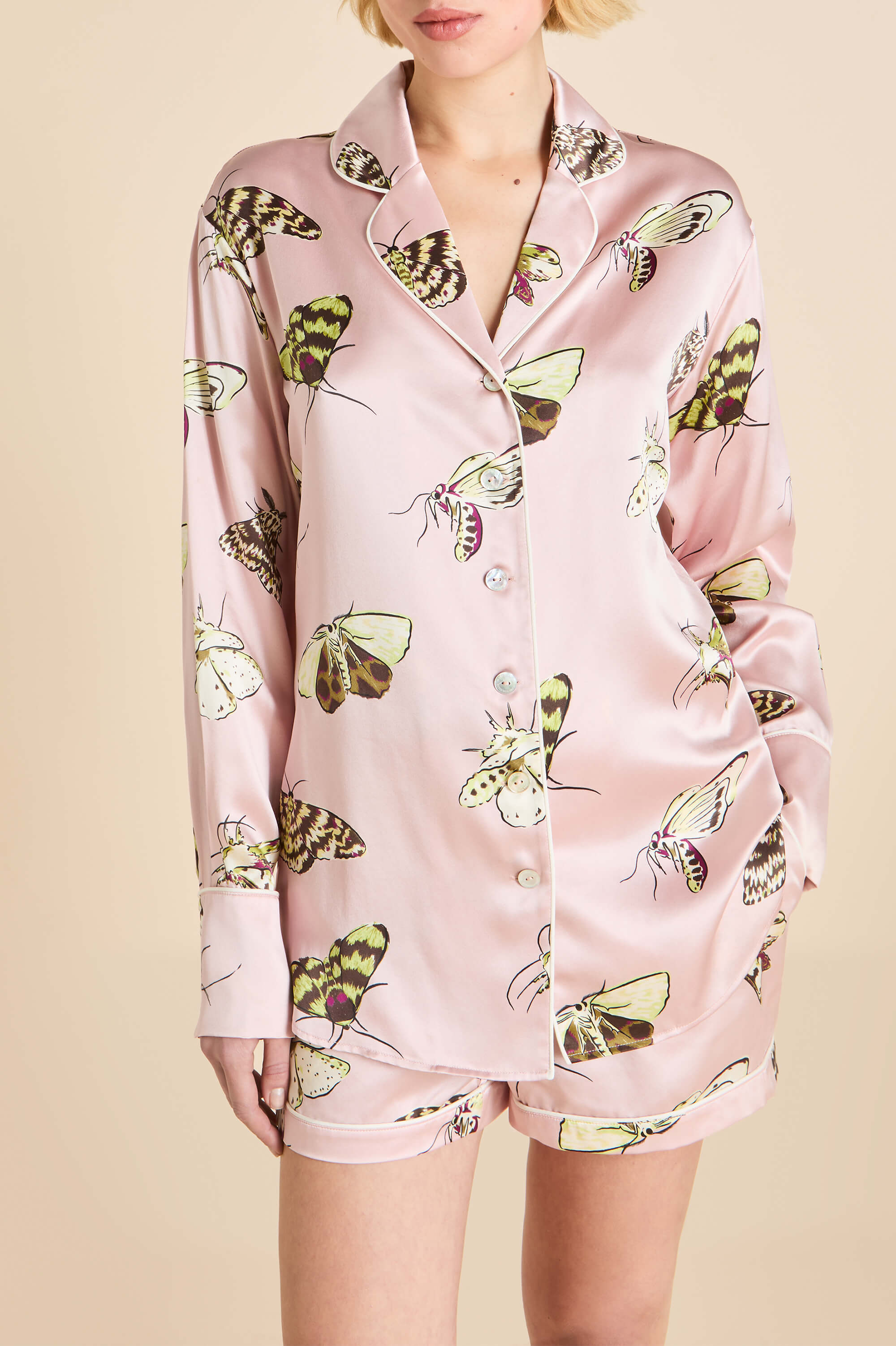 alba elda pink moth pyjamas in silk satin 