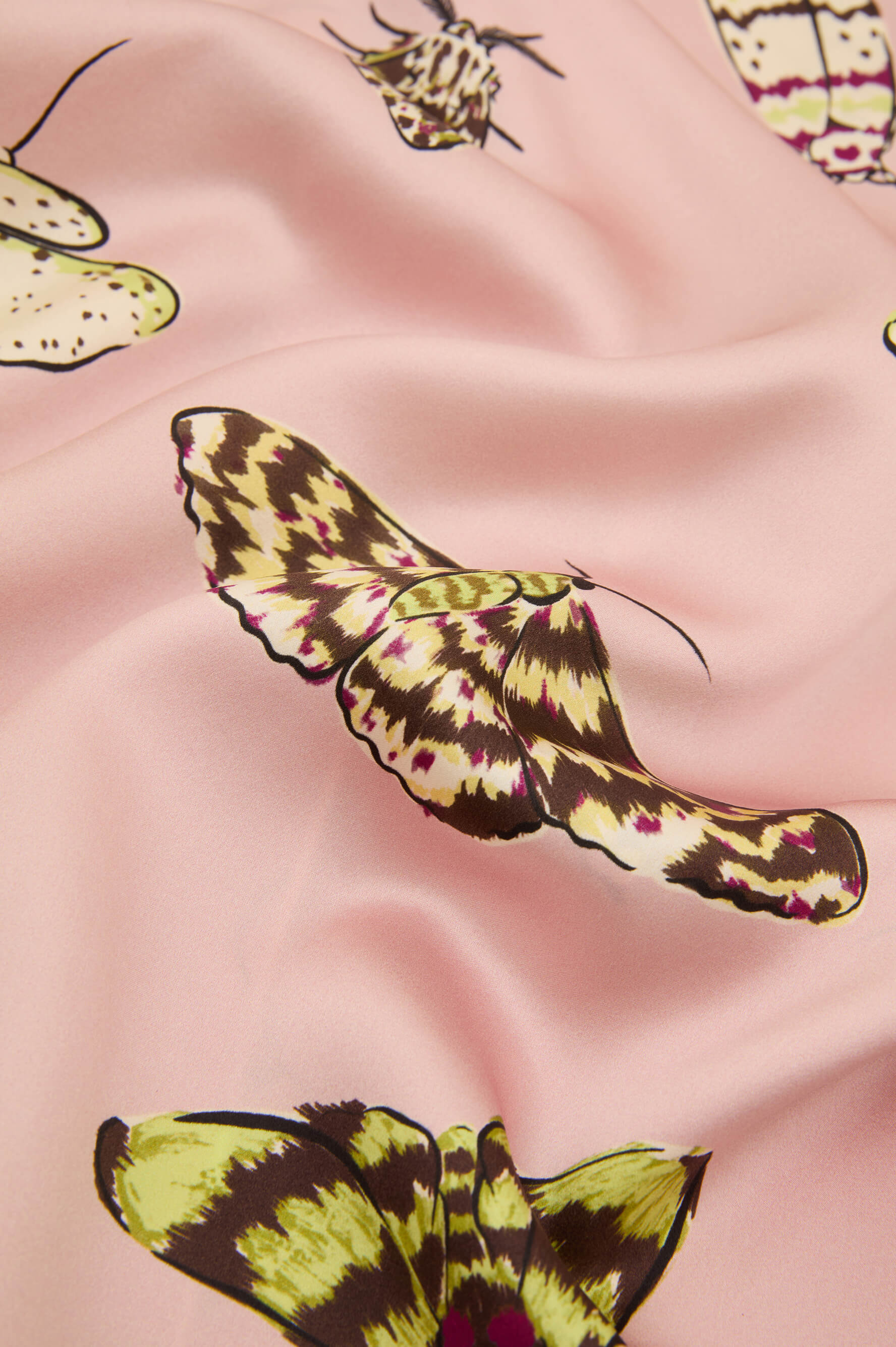 Alba Elda Pink Moth Pyjamas in Silk Satin