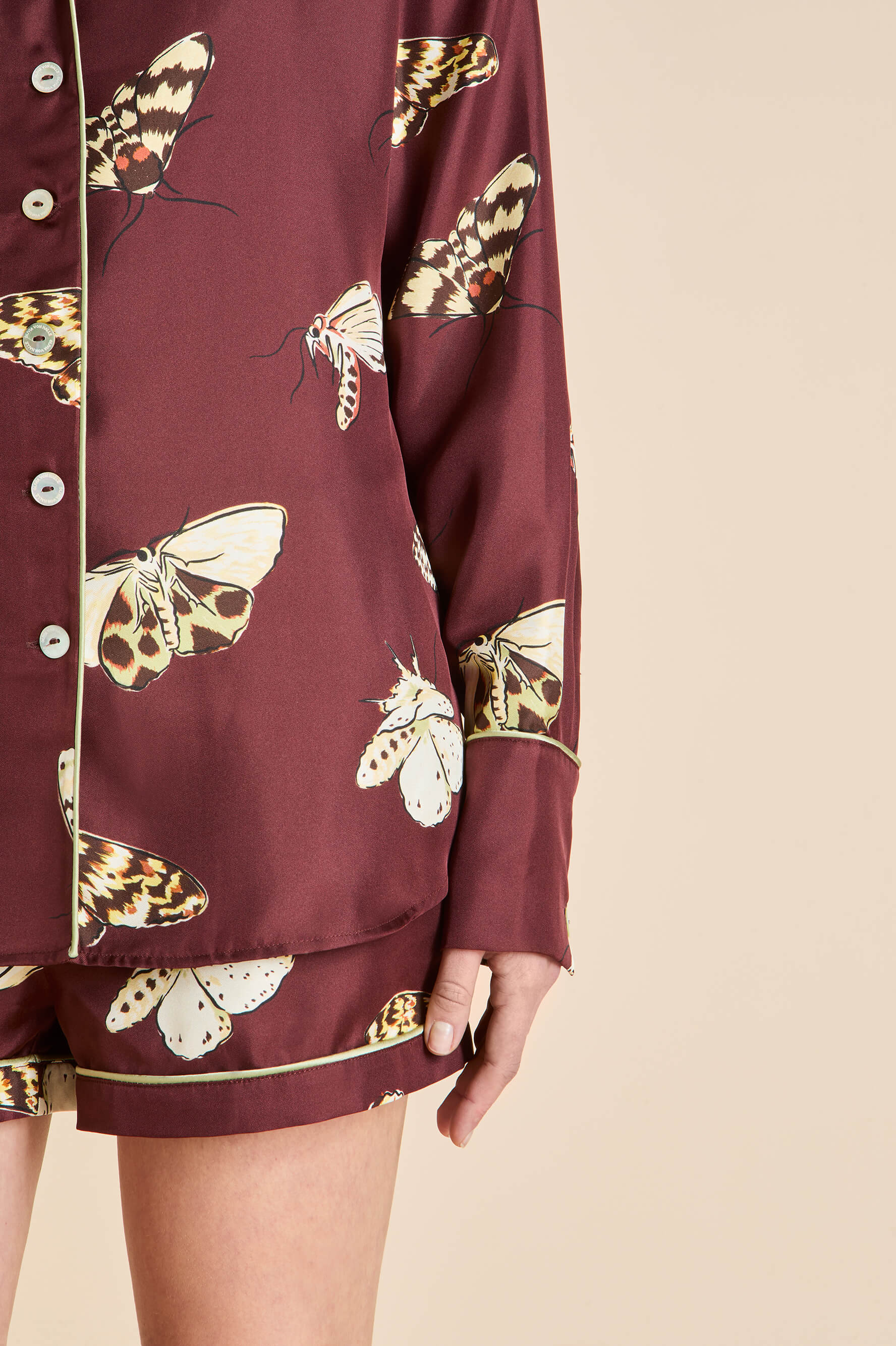 alba ettore brown moth pyjamas in silk twill 