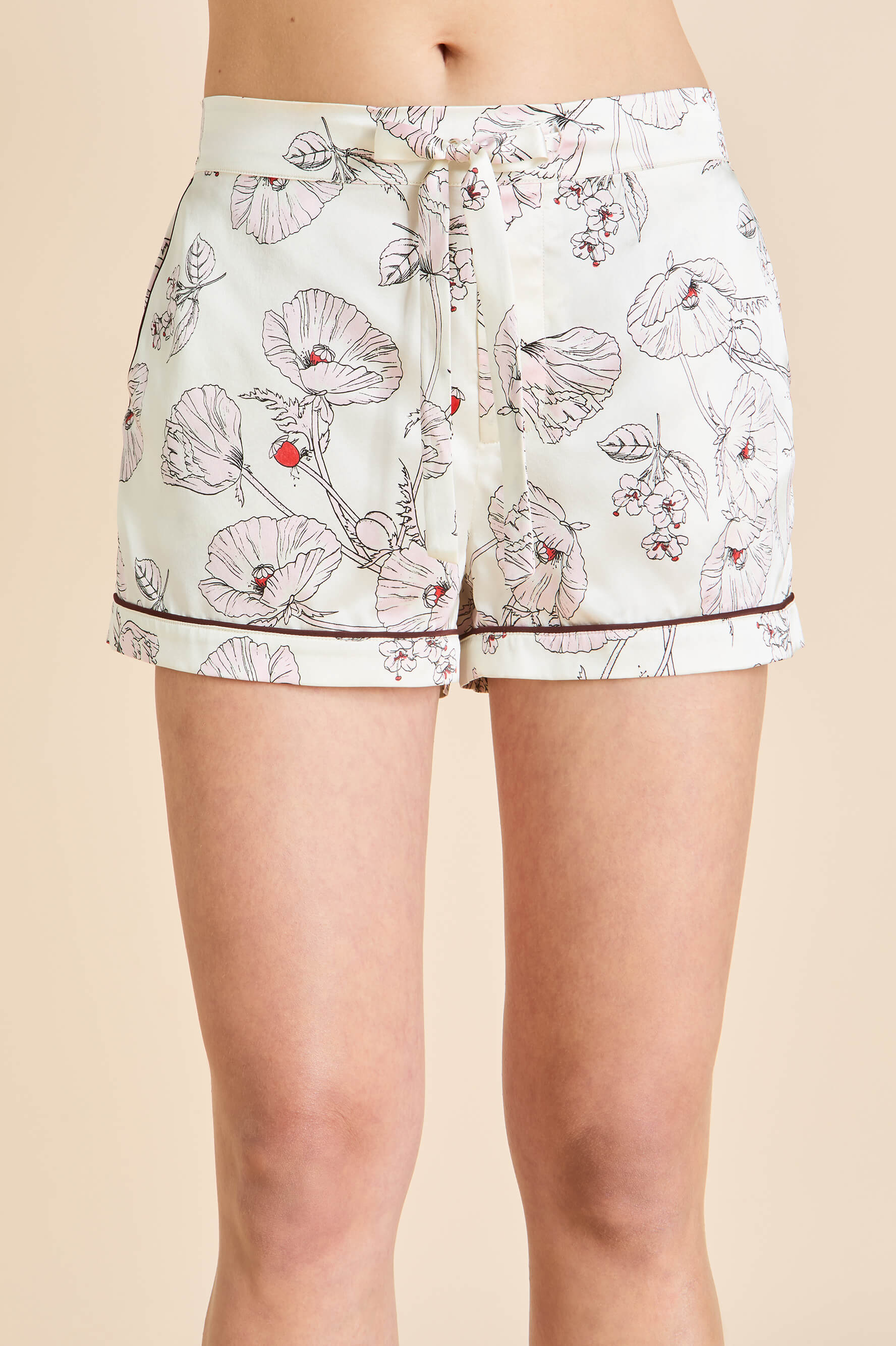 Alba Rosalia Ivory Floral Pyjamas in Silk Satin