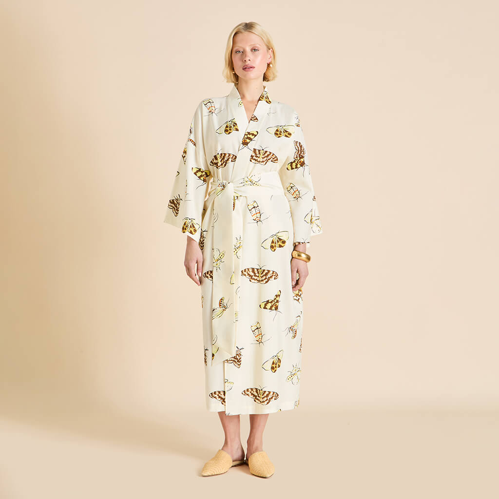Casablanca Opaline Cream Moth Pyjamas in Cotton-Silk