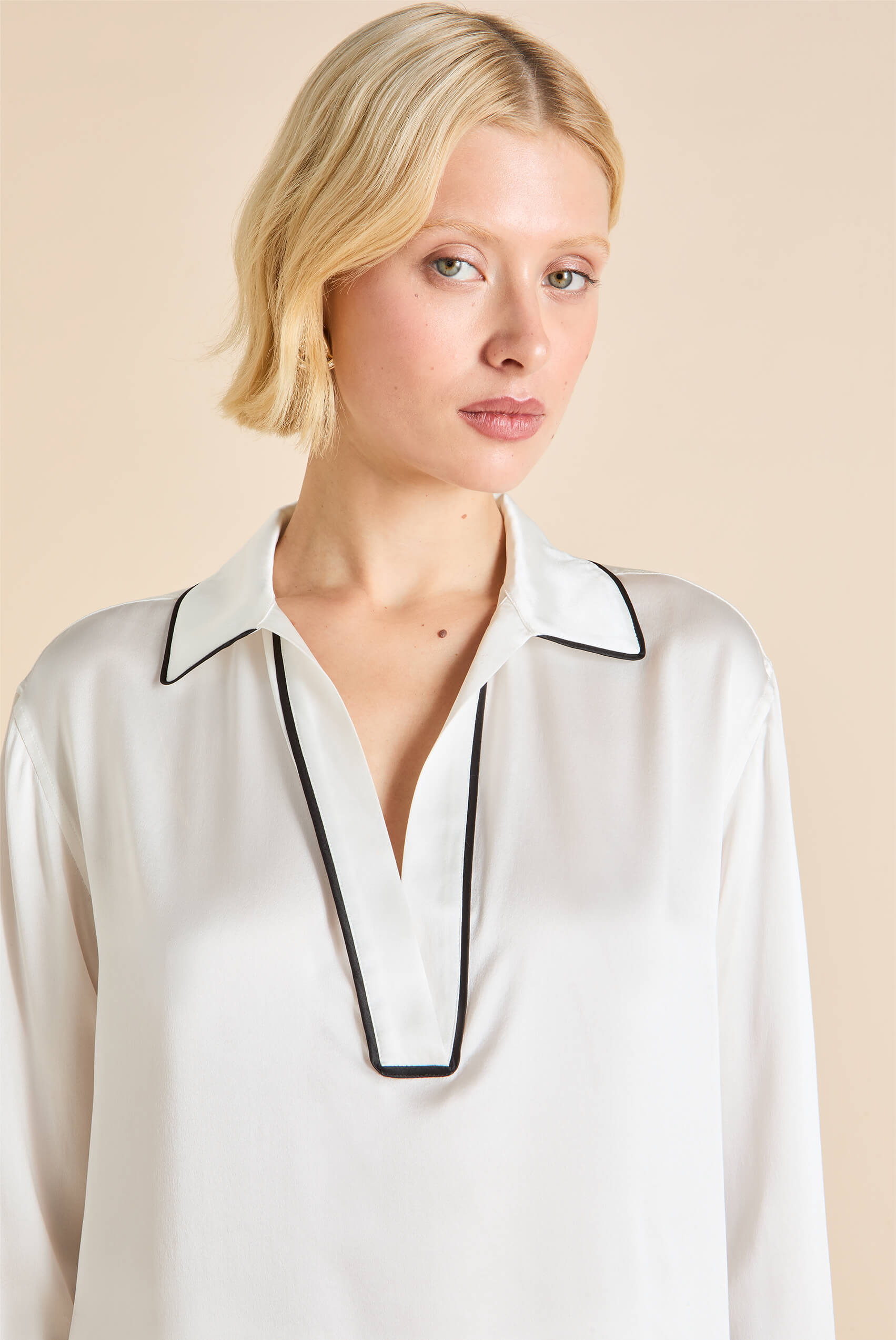 anita ivory pyjamas in silk satin 