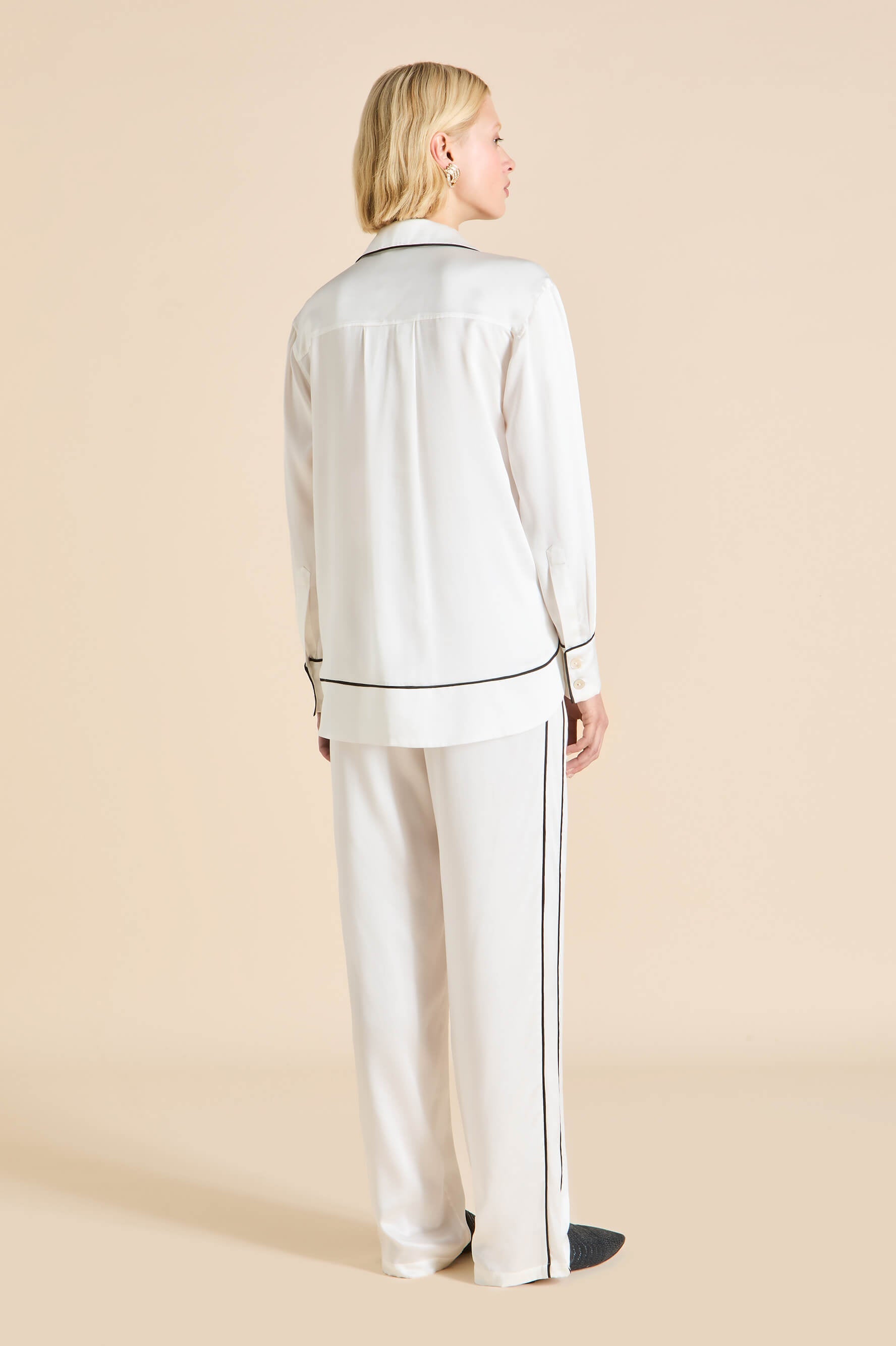 Anita Ivory Pajamas in Silk Satin