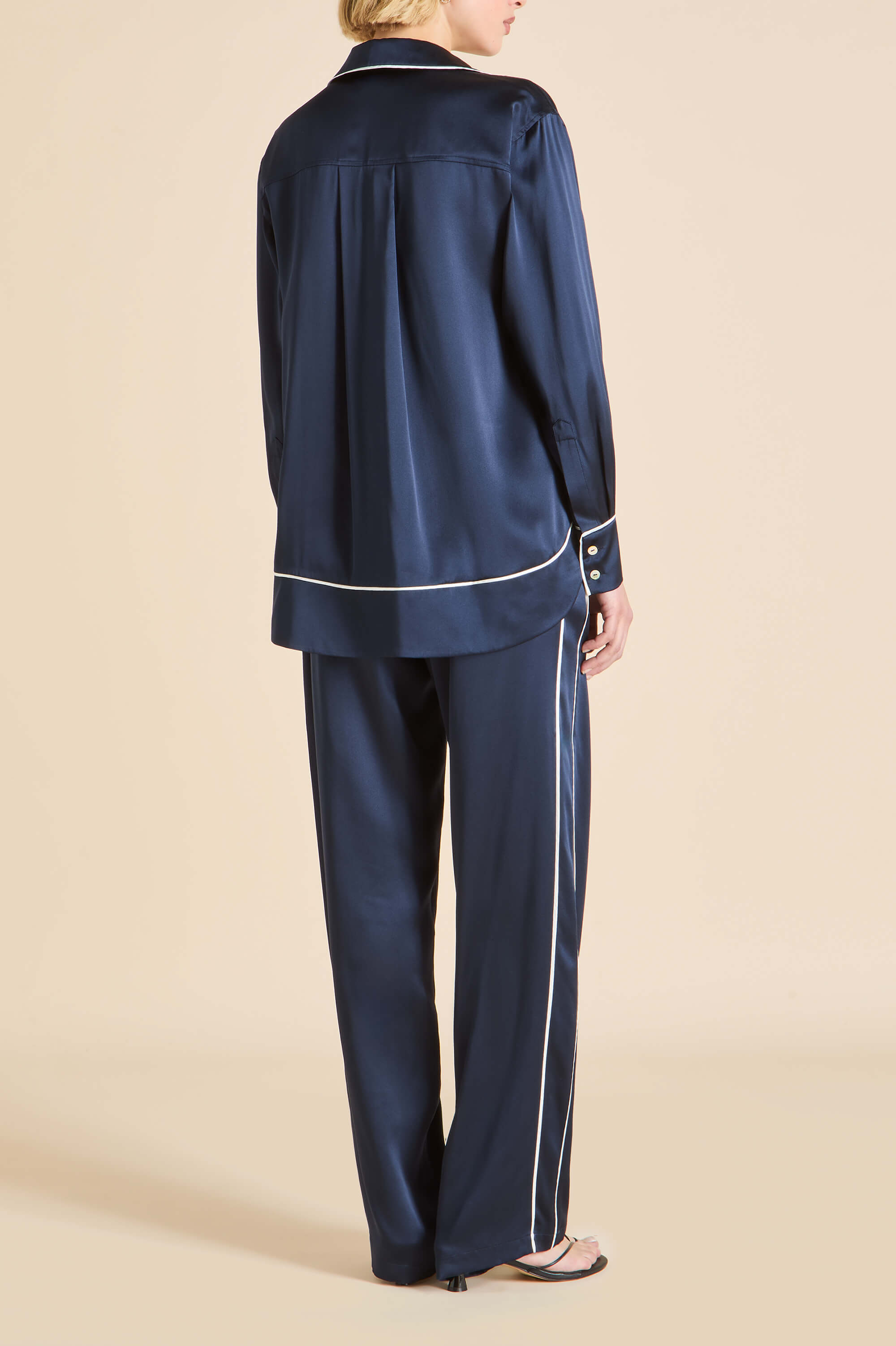 Anita Navy Pyjamas in Silk Satin