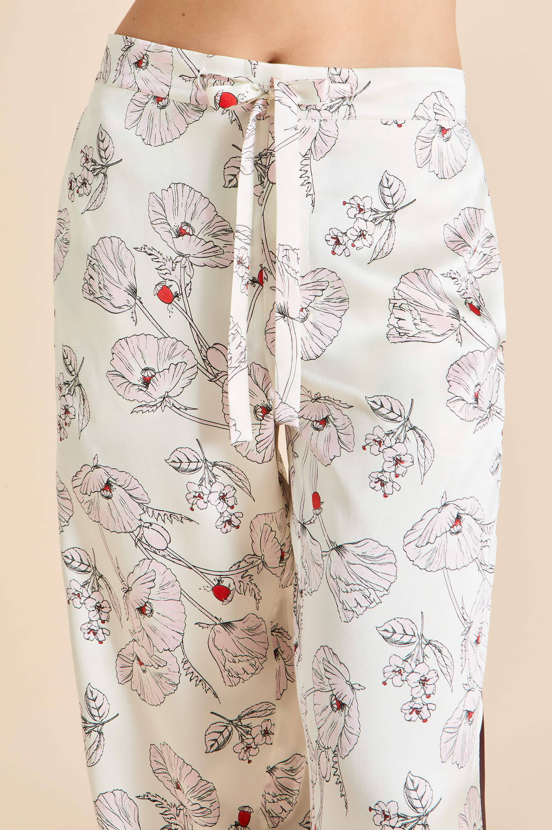 Anita Rosalia Ivory Floral Pyjamas in Silk Satin