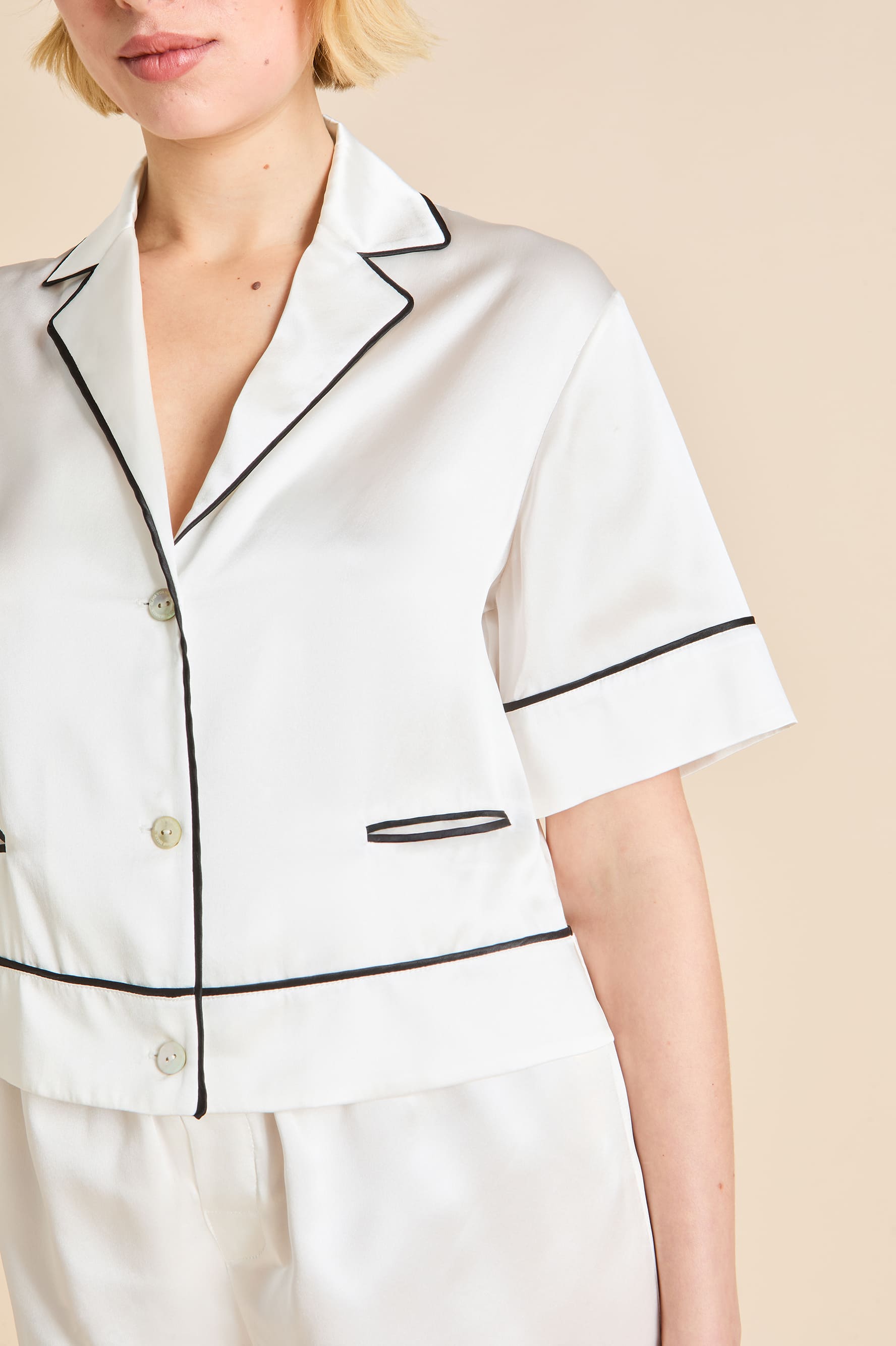 Arletty Ivory Pajamas in Silk Satin