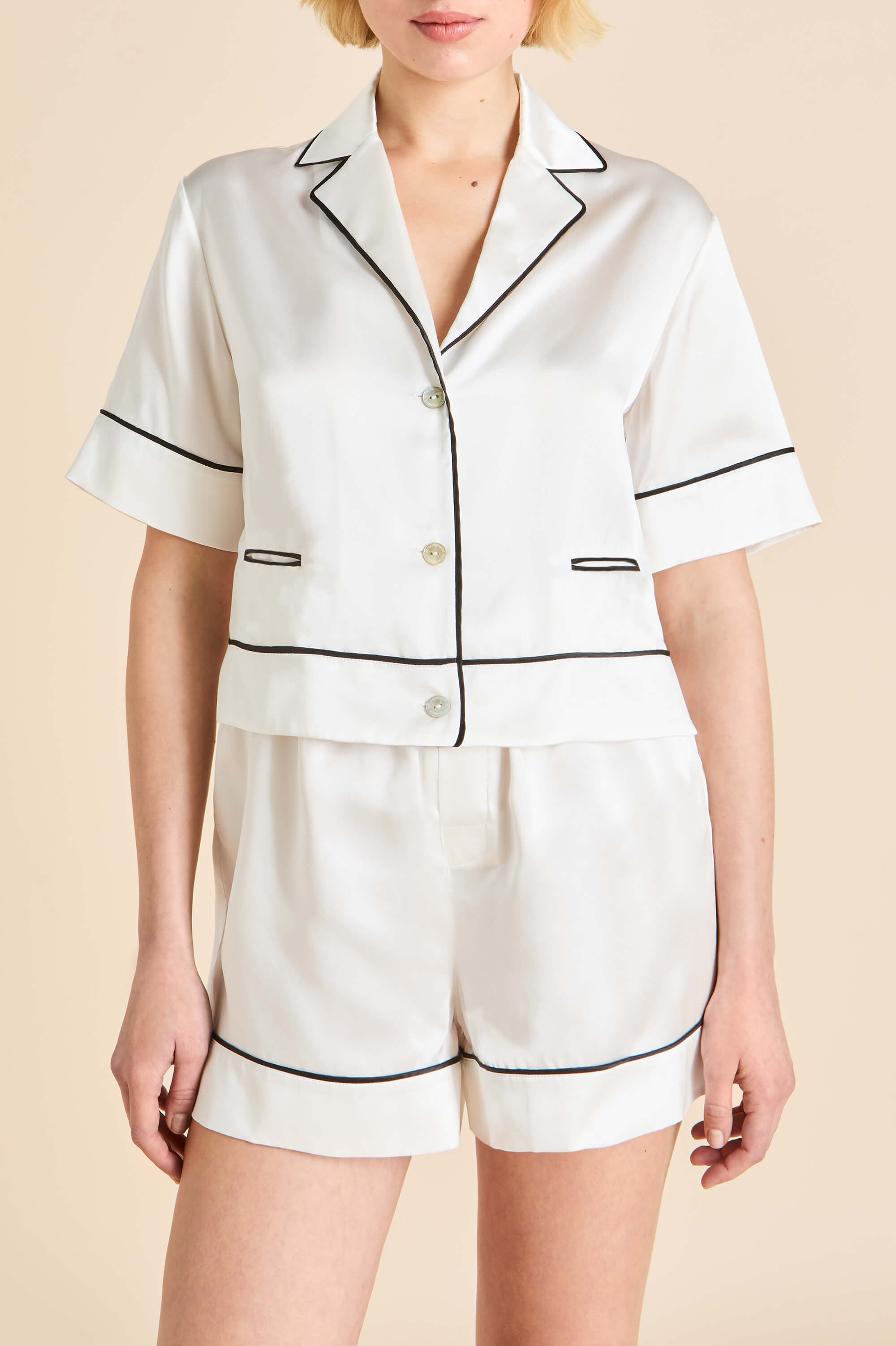Arletty Ivory Pajamas in Silk Satin