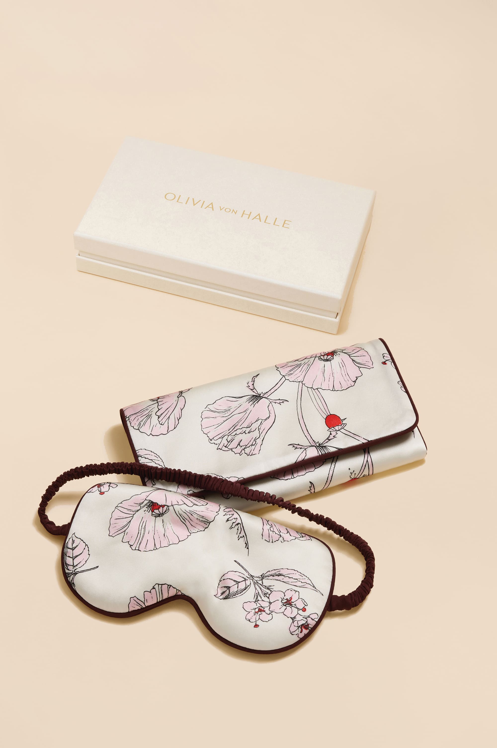 audrey rosalia ivory floral eye mask in silk satin