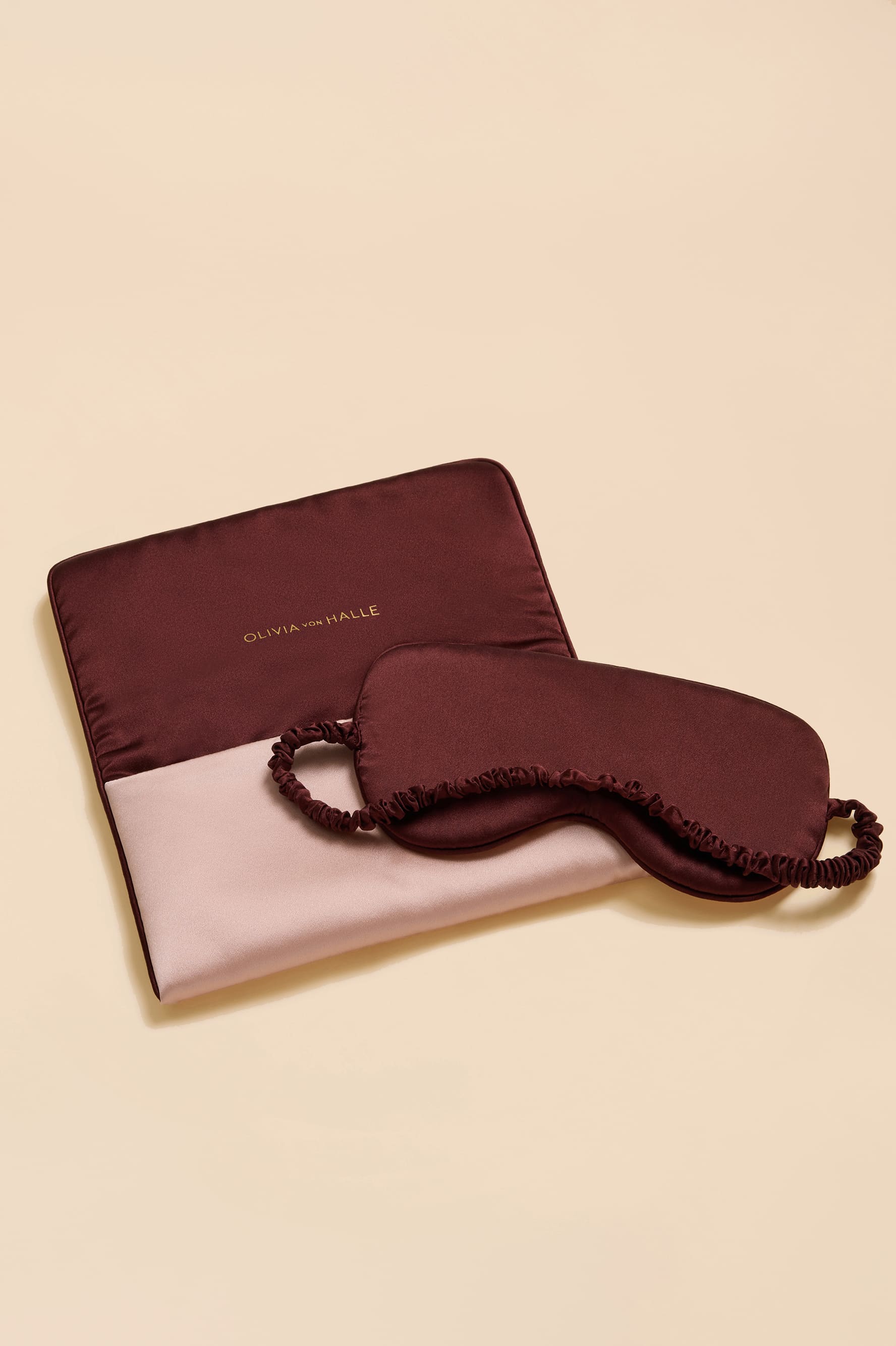 Audrey Rose Pink Eye Mask in Silk Satin