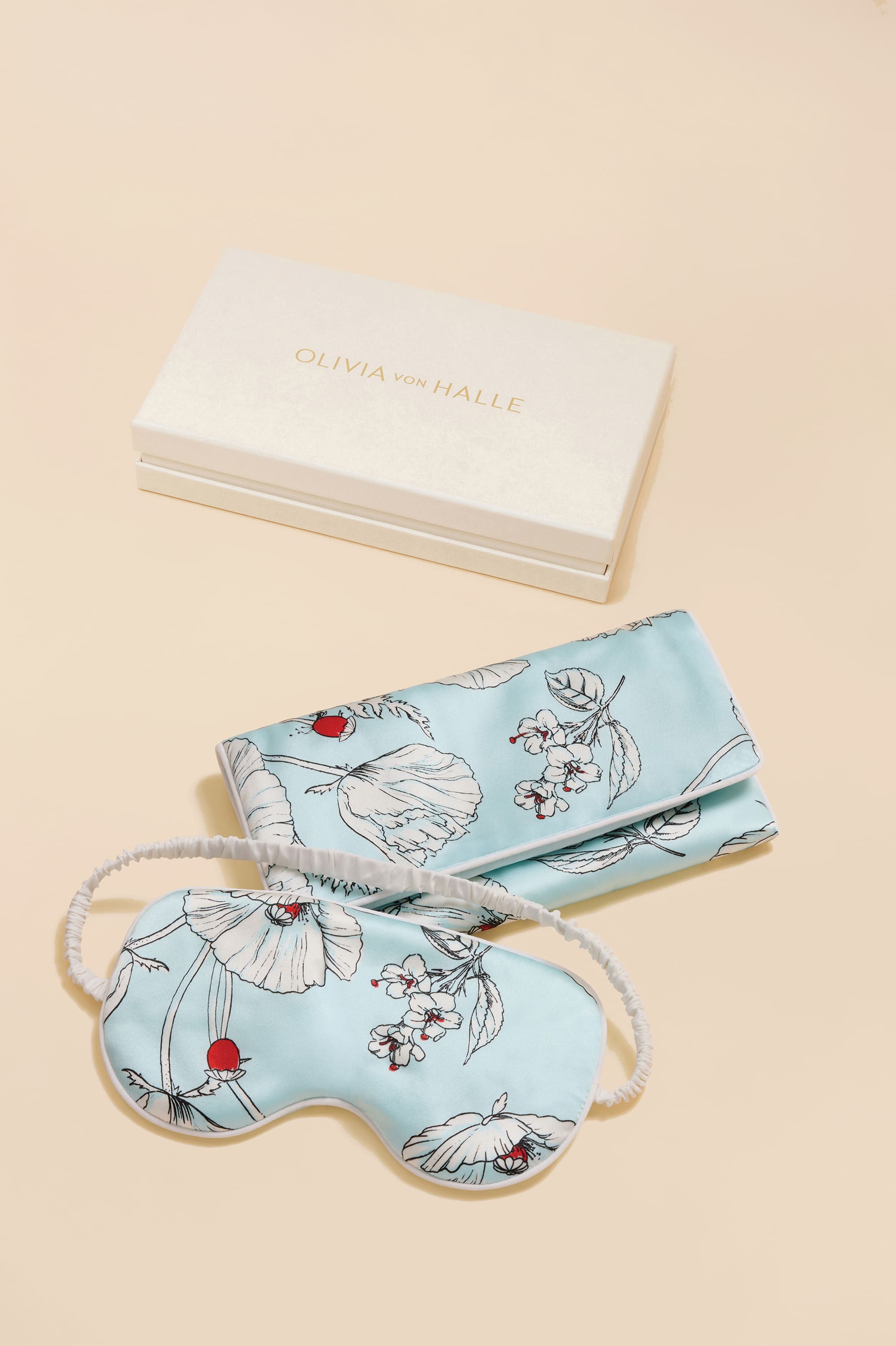 audrey serafina blue floral eye mask in silk satin