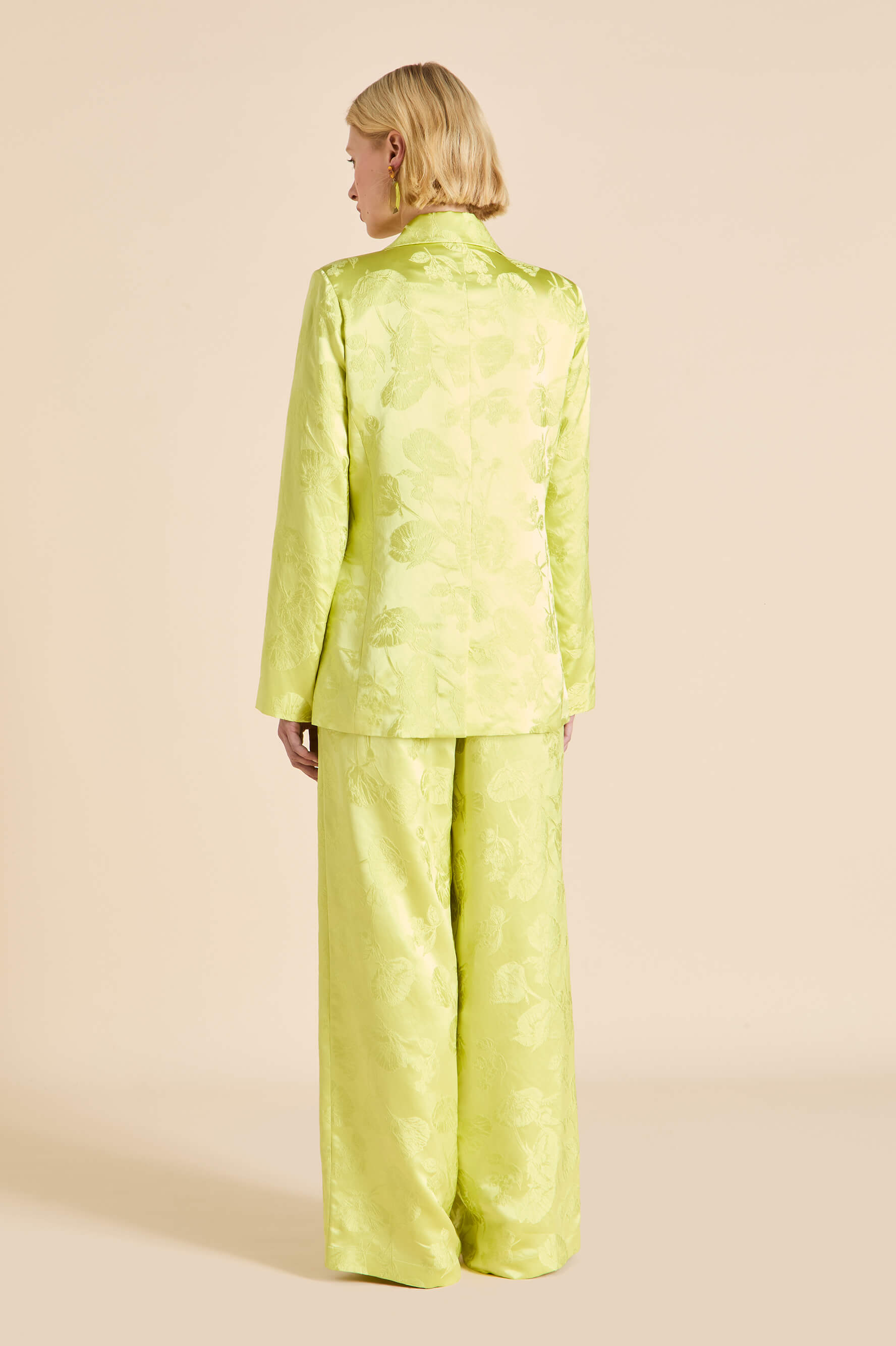 Bianca Ludovica Green Floral Pyjamas in Silk Jacquard