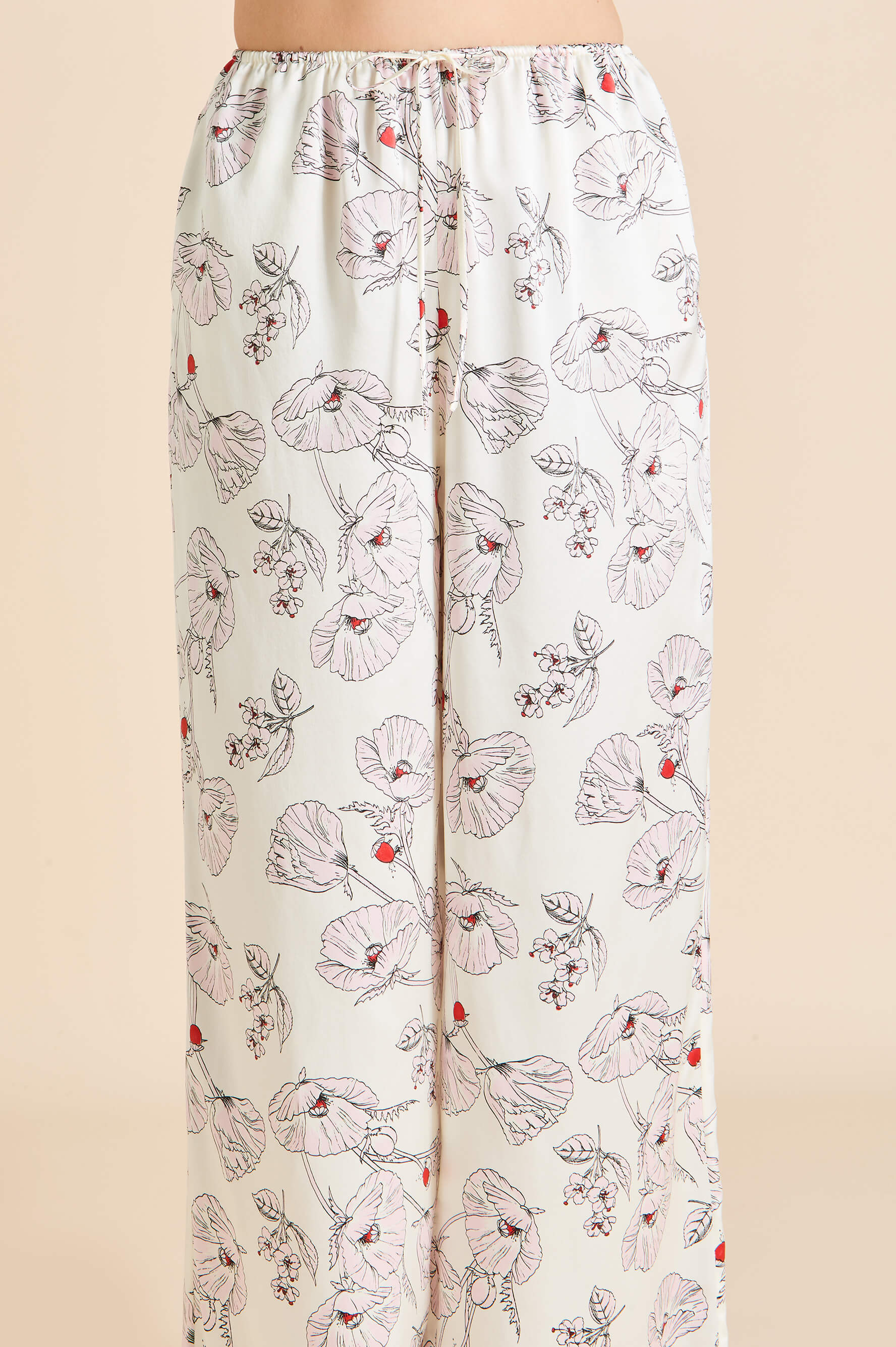 Bliss Rosalia Ivory Floral Camisole Set in Silk Satin