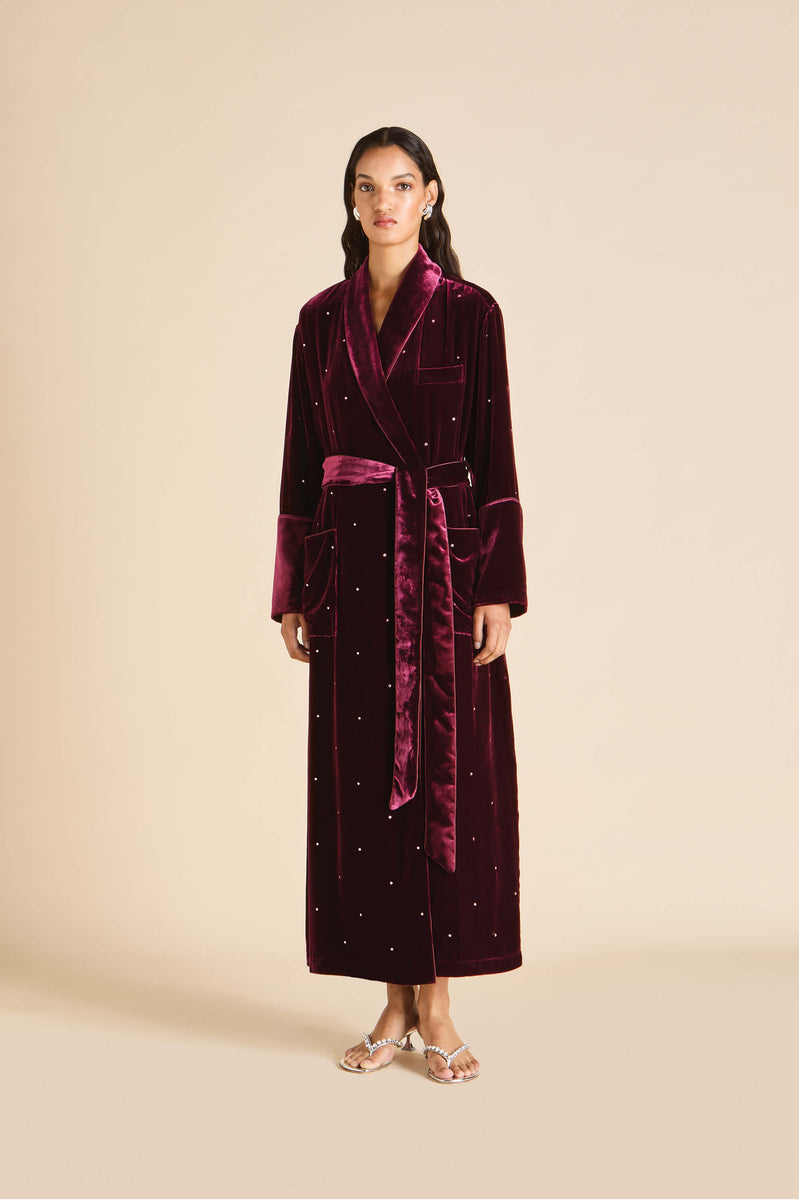 Capability Ritzy Red Crystal Robe in Silk Velvet | Olivia von Halle