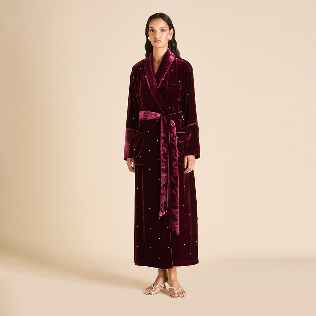Capability Ritzy Red Crystal Robe in Silk Velvet | Olivia von Halle