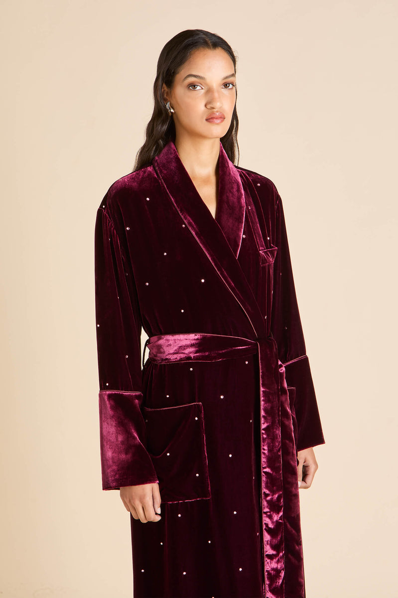 Capability Ritzy Red Crystal Robe in Silk Velvet | Olivia von Halle