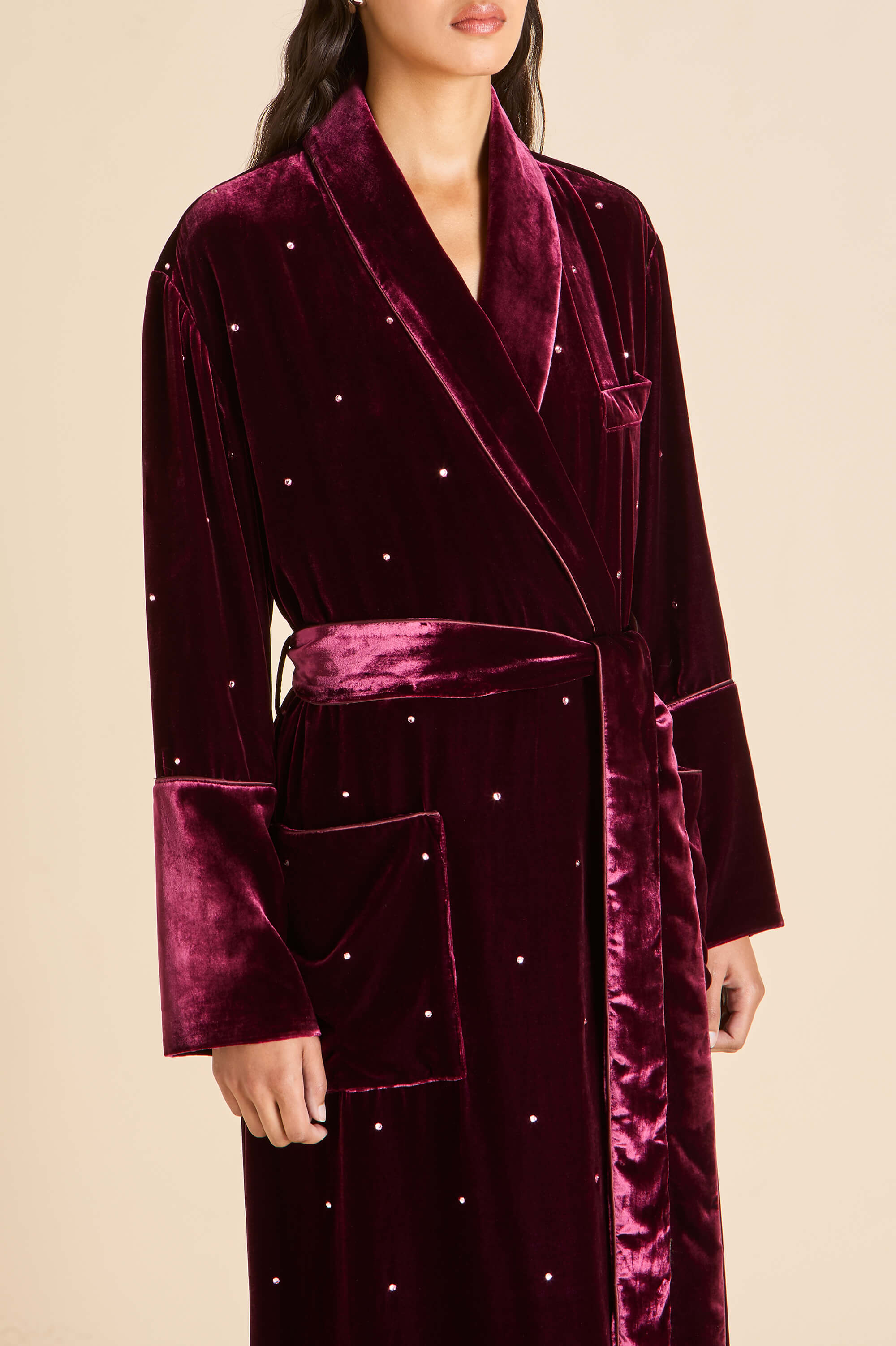 capability ritzy red crystal robe in silk velvet 