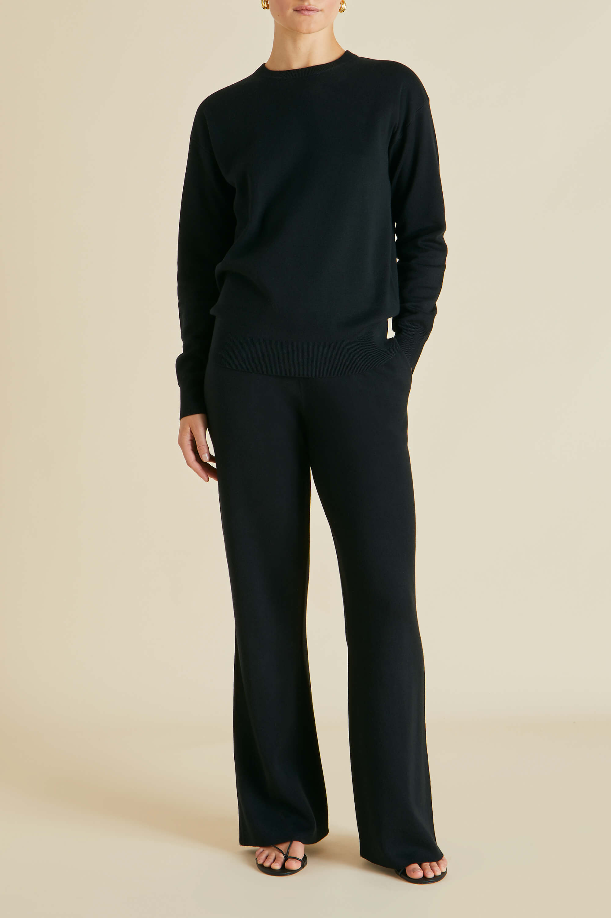 carmel black silk cashmere tracksuit