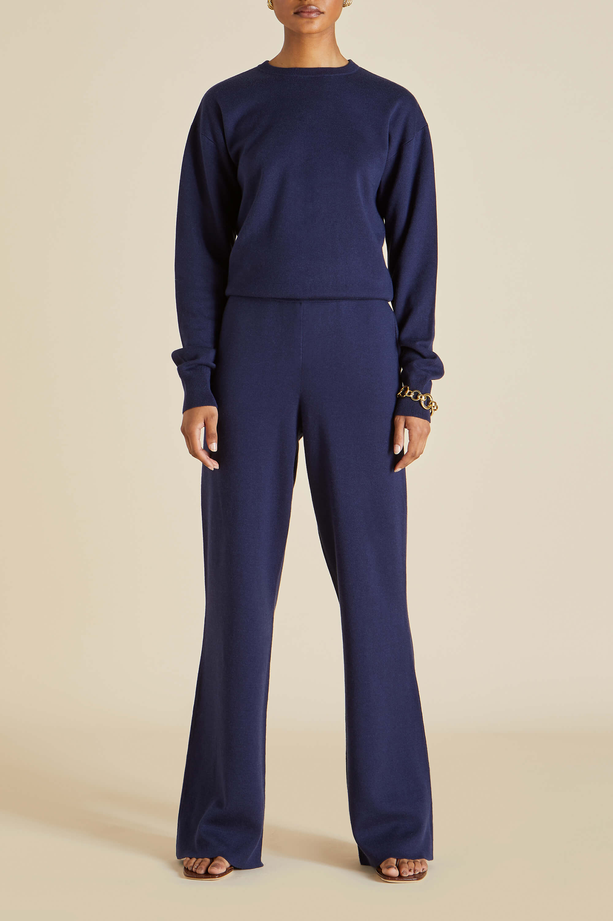 carmel paris navy knitwear in silk-cashmere 