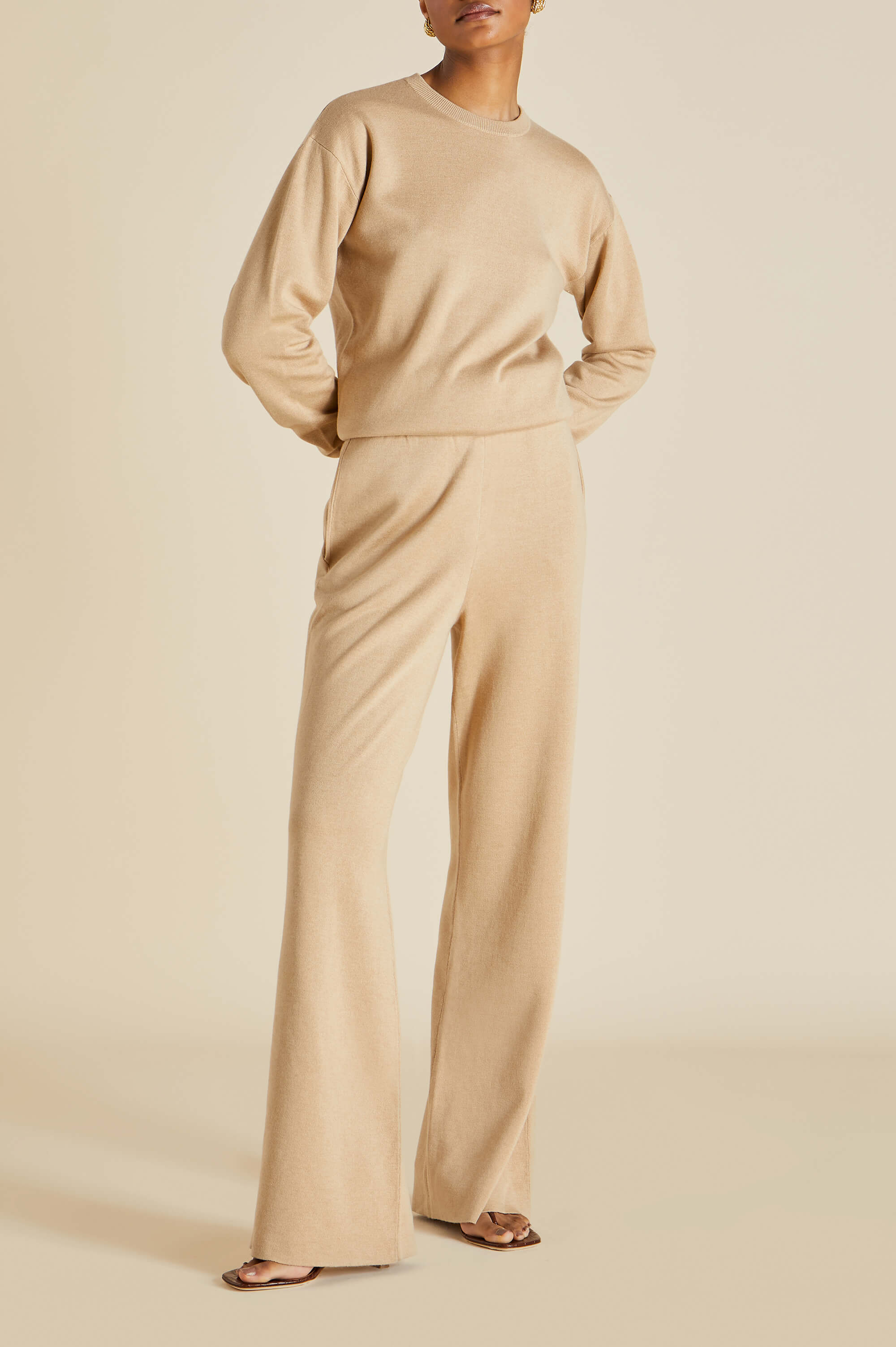 carmel shanghai beige knitwear in silk-cashmere