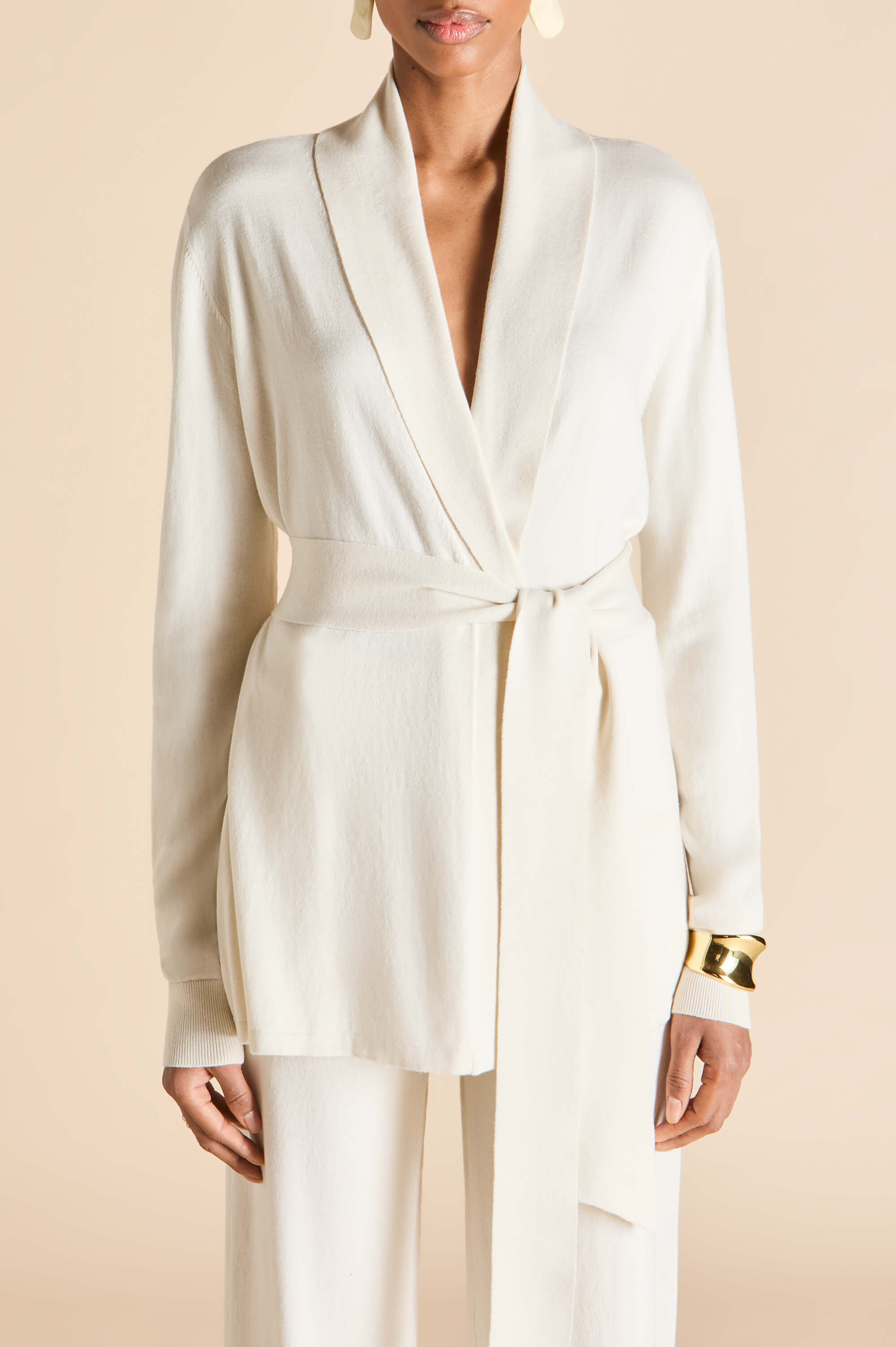 caro alaska ivory knitwear in silk-cashmere 