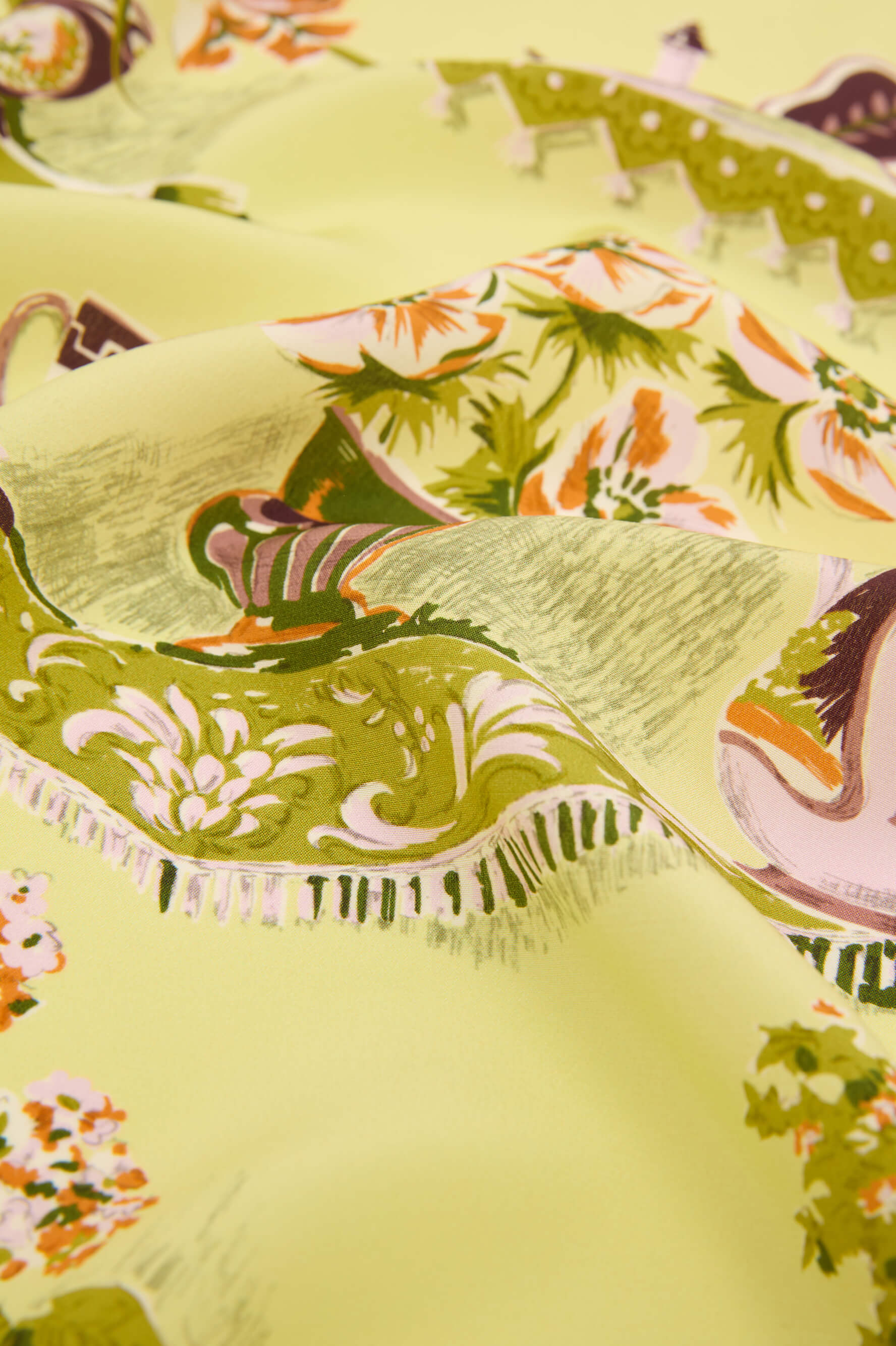 Casablanca Aulenti Green Plate Pajamas in Silk Crêpe de Chine