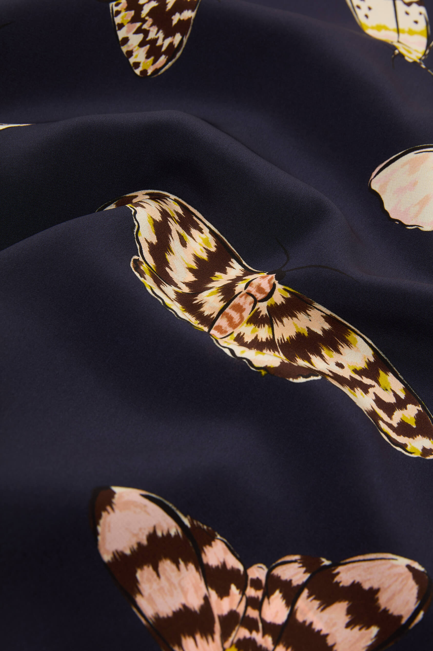 Casablanca Notte Navy Moth Pajamas in Silk Crêpe de Chine