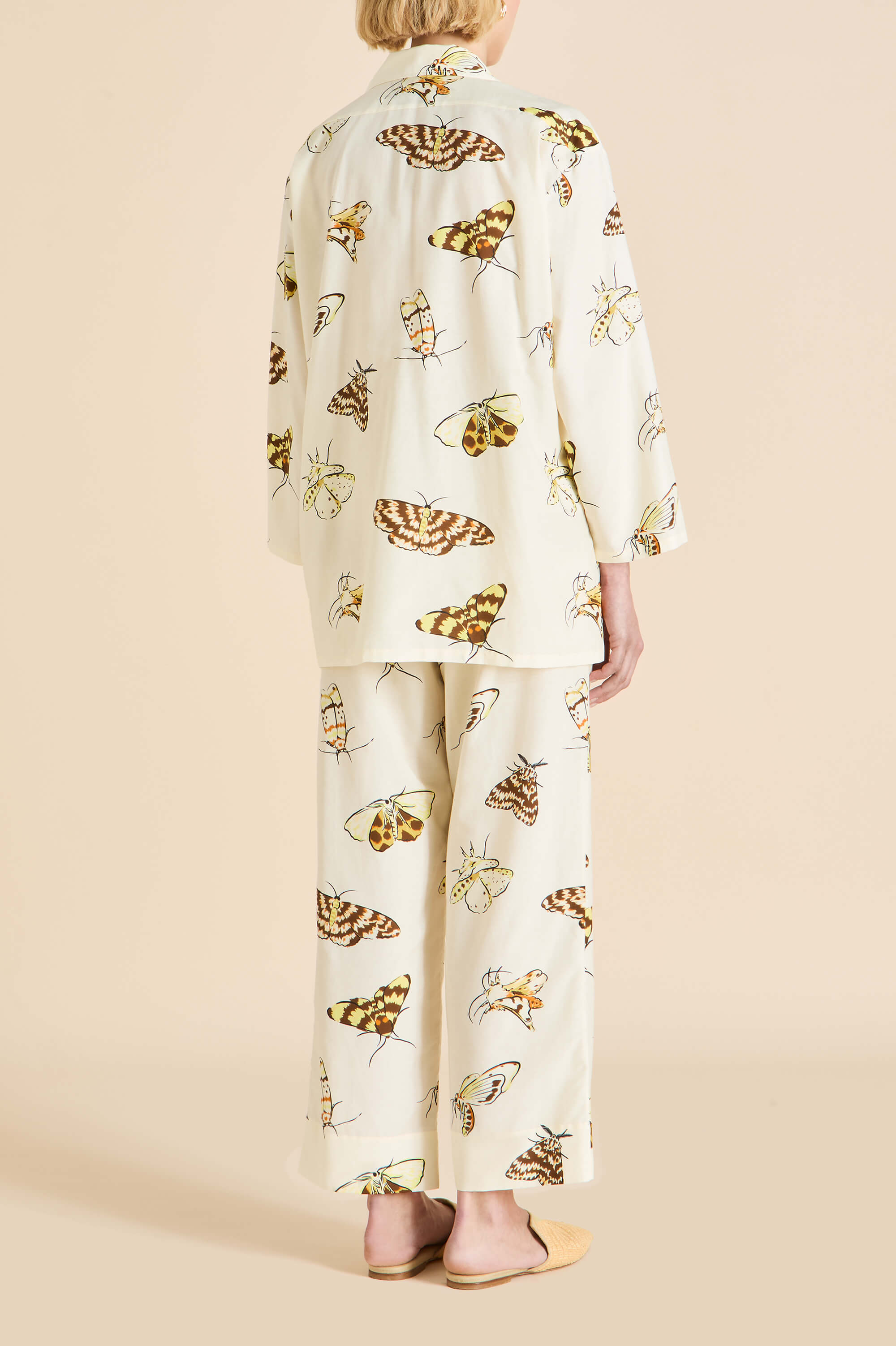 Casablanca Opaline Cream Moth Pyjamas in Cotton-Silk