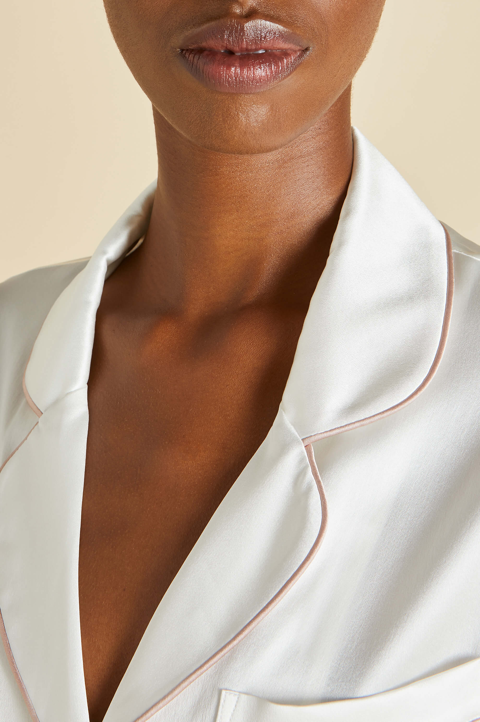 Coco Ivory Oyster Pajamas in Silk Satin | Olivia von Halle