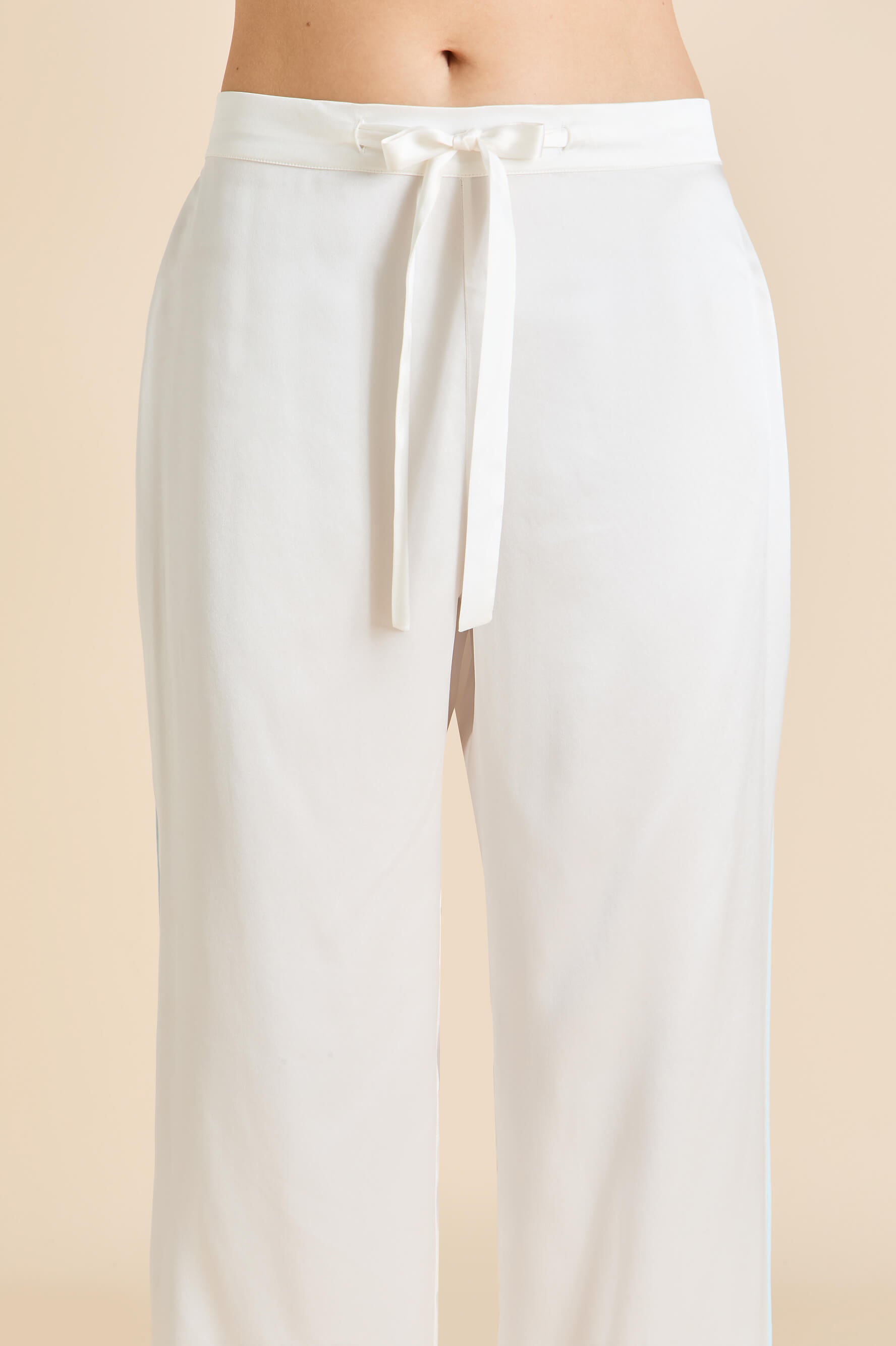 Coco Ivory Powder Blue Pyjamas in Silk Satin