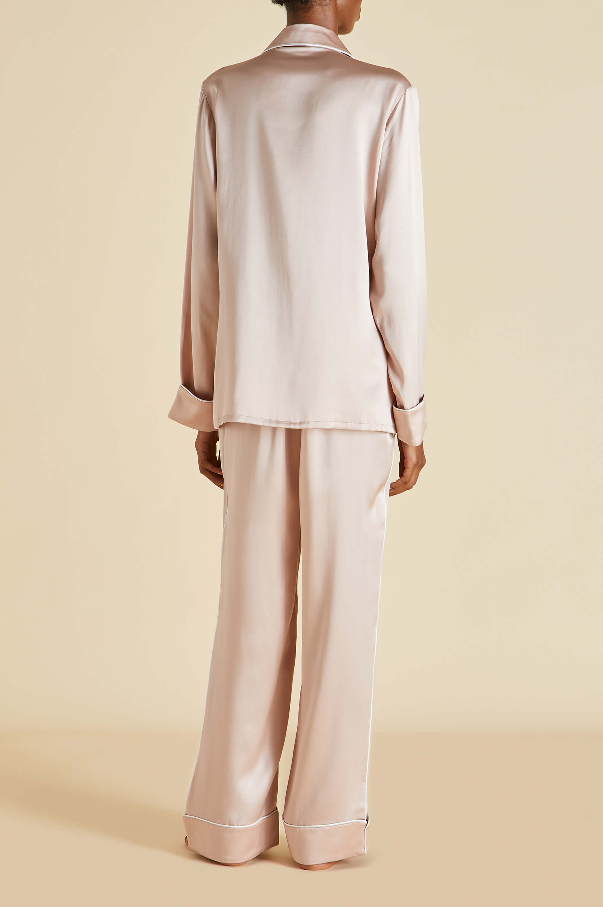 Coco Oyster Ivory Pyjamas in Silk Satin