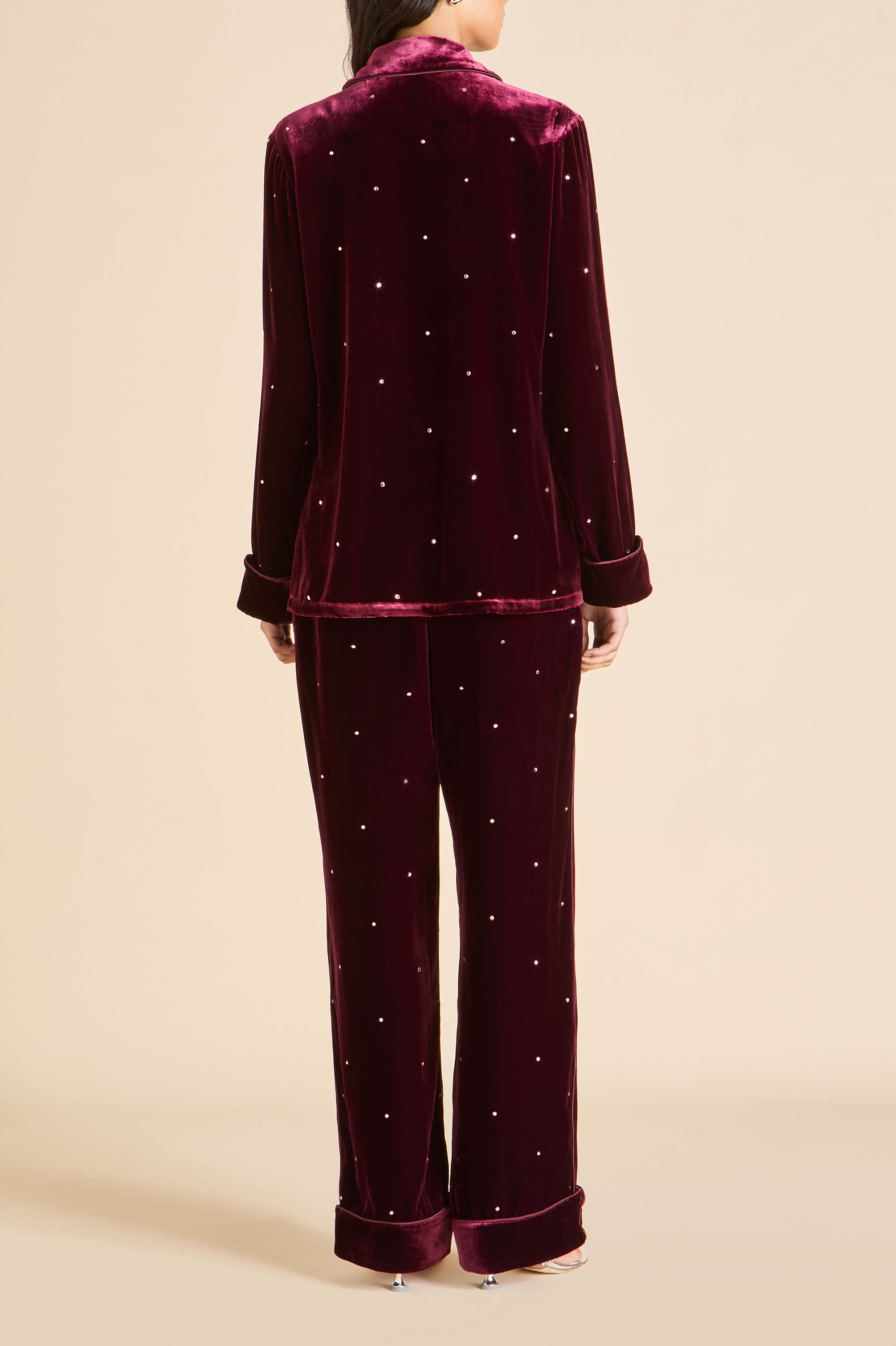 Coco Ritzy Red Crystal Pyjamas in Silk Velvet