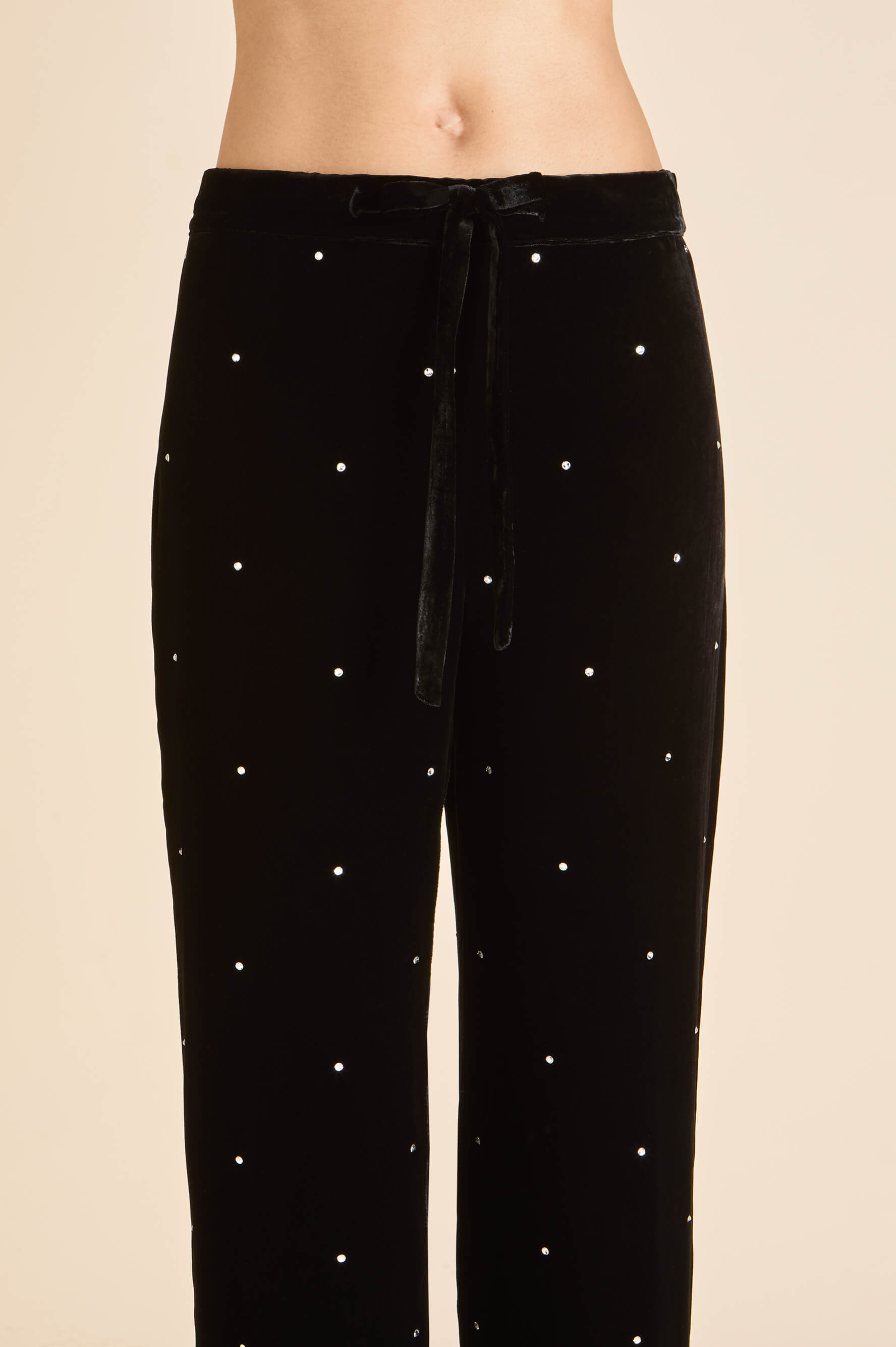 Coco Teese Black Crystal Pyjamas in Silk Velvet