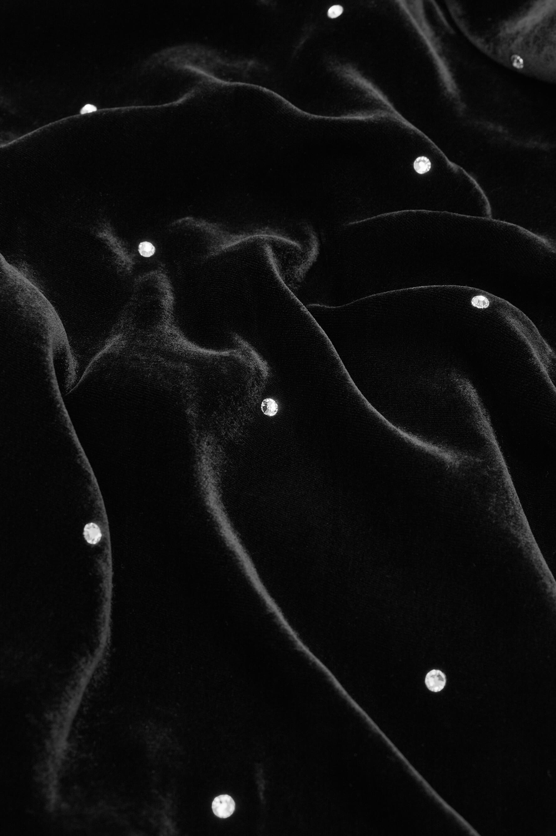 Coco Teese Black Crystal Pyjamas in Silk Velvet