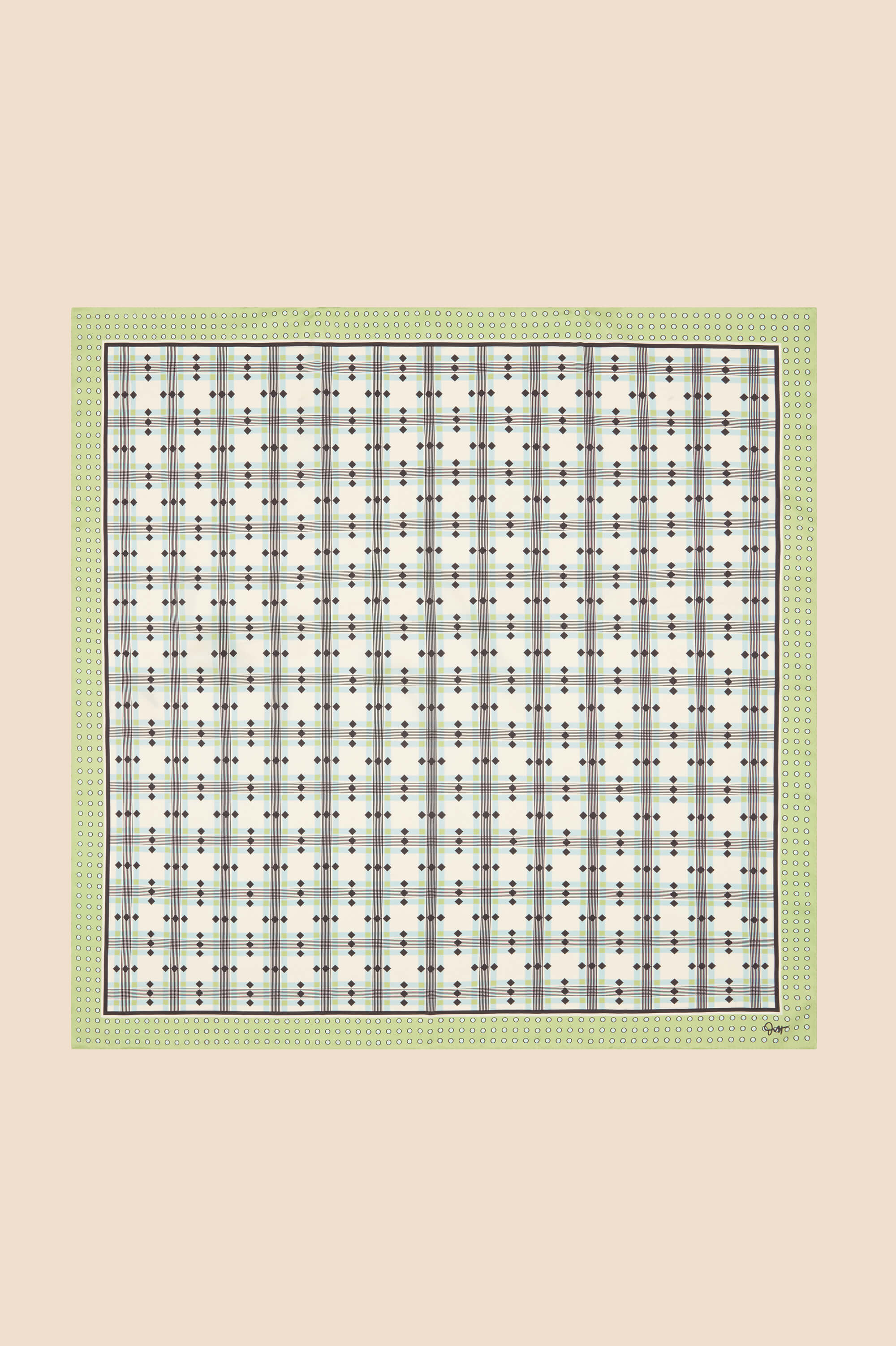 dunaway cini green geometric scarf in silk twill