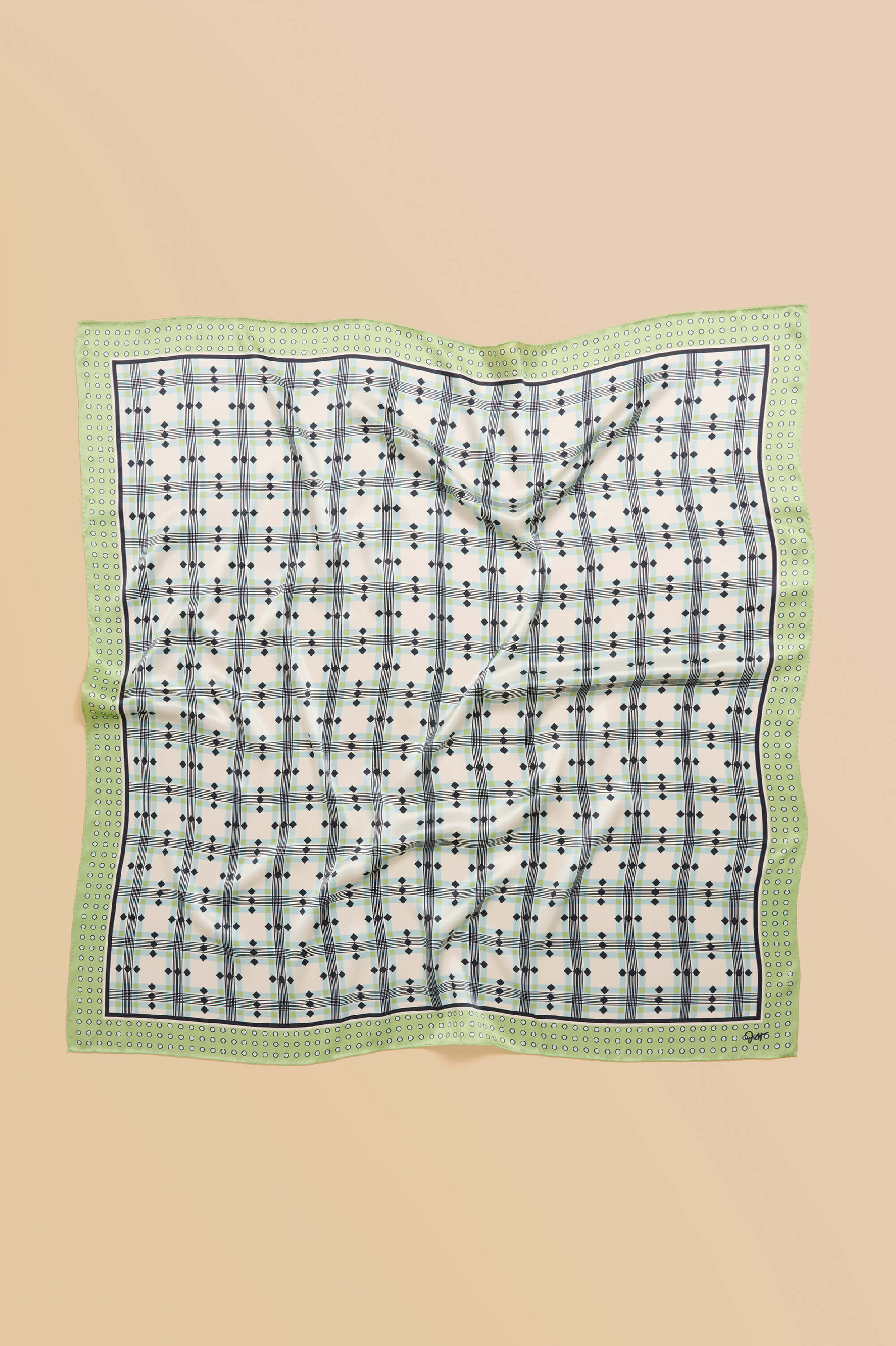dunaway cini green geometric scarf in silk twill 