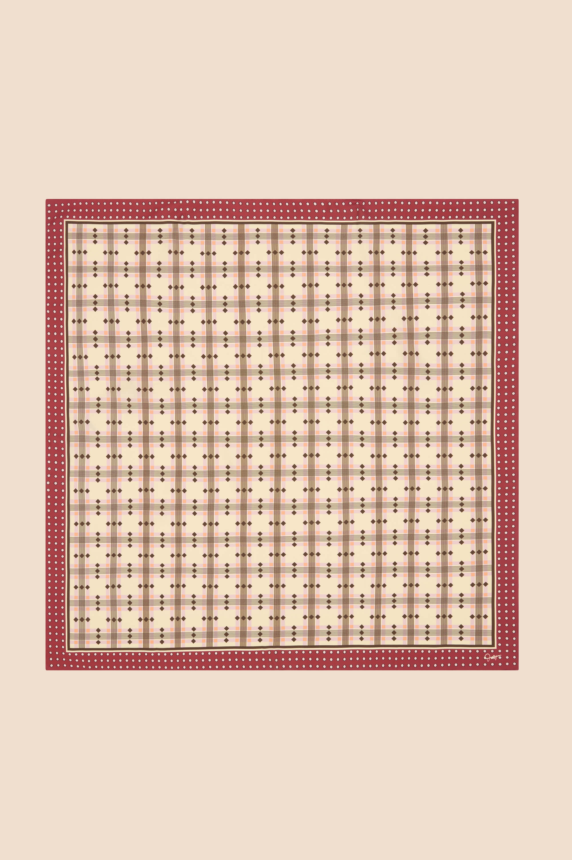 dunaway cipriani ivory geometric scarf in silk twill