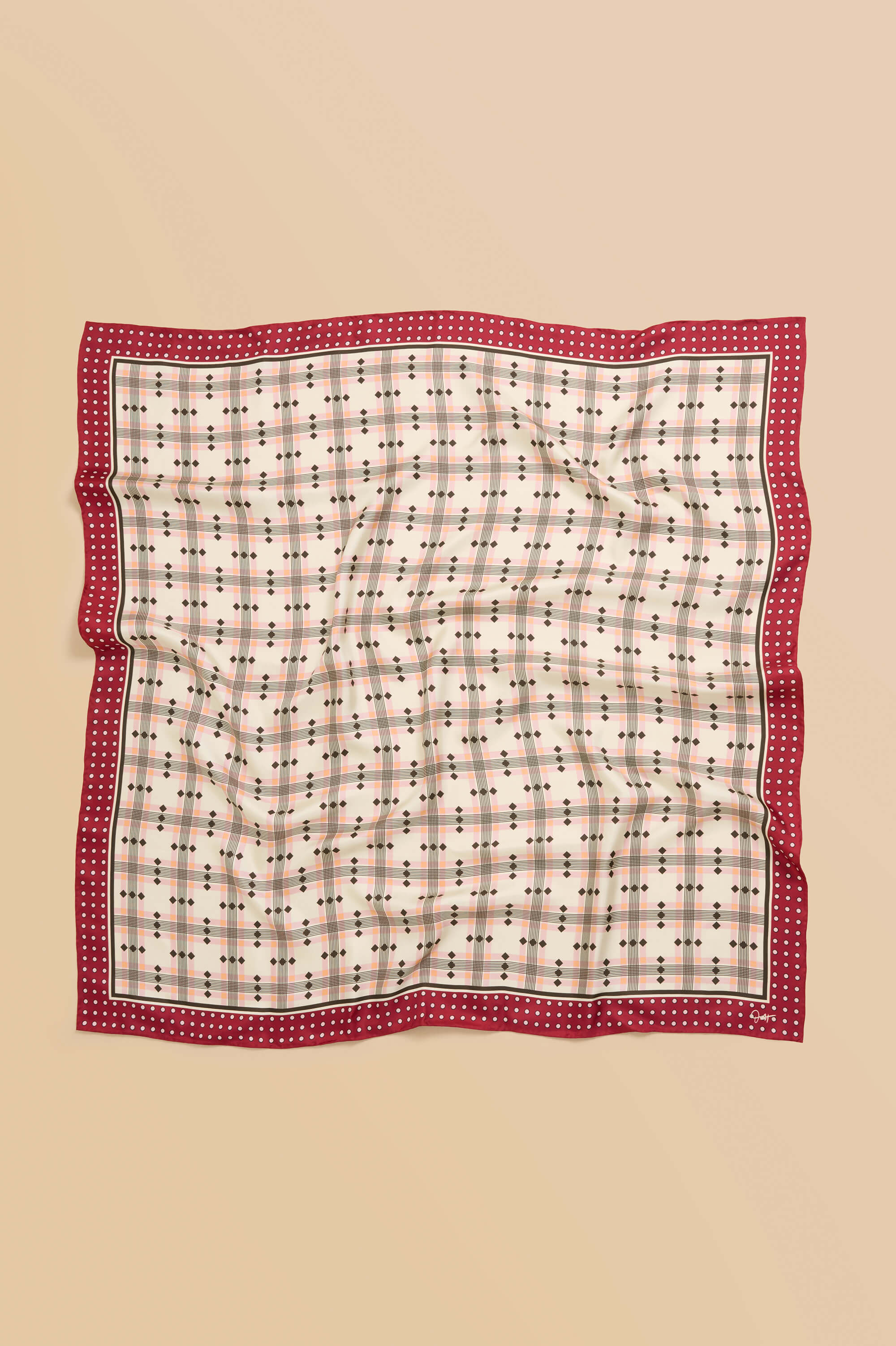 dunaway cipriani ivory geometric scarf in silk twill 
