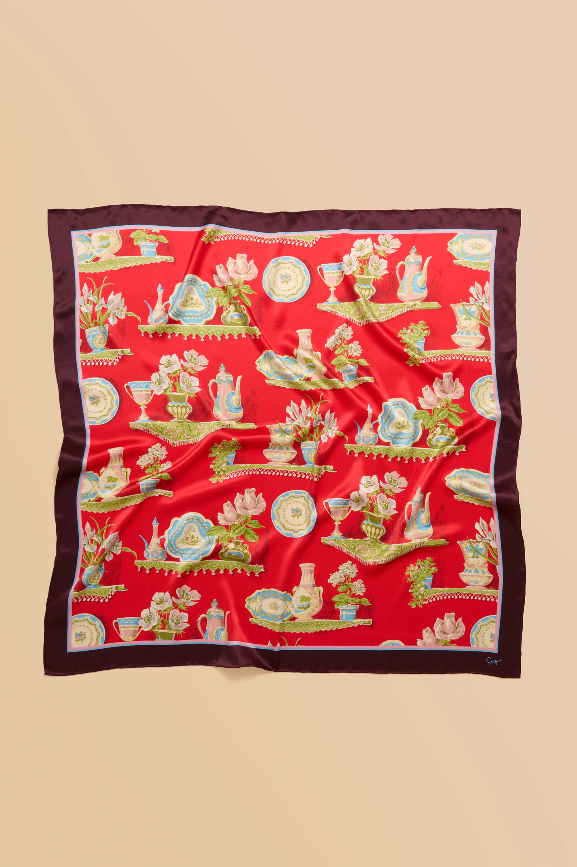 dunaway renata red plate scarf in silk twill 