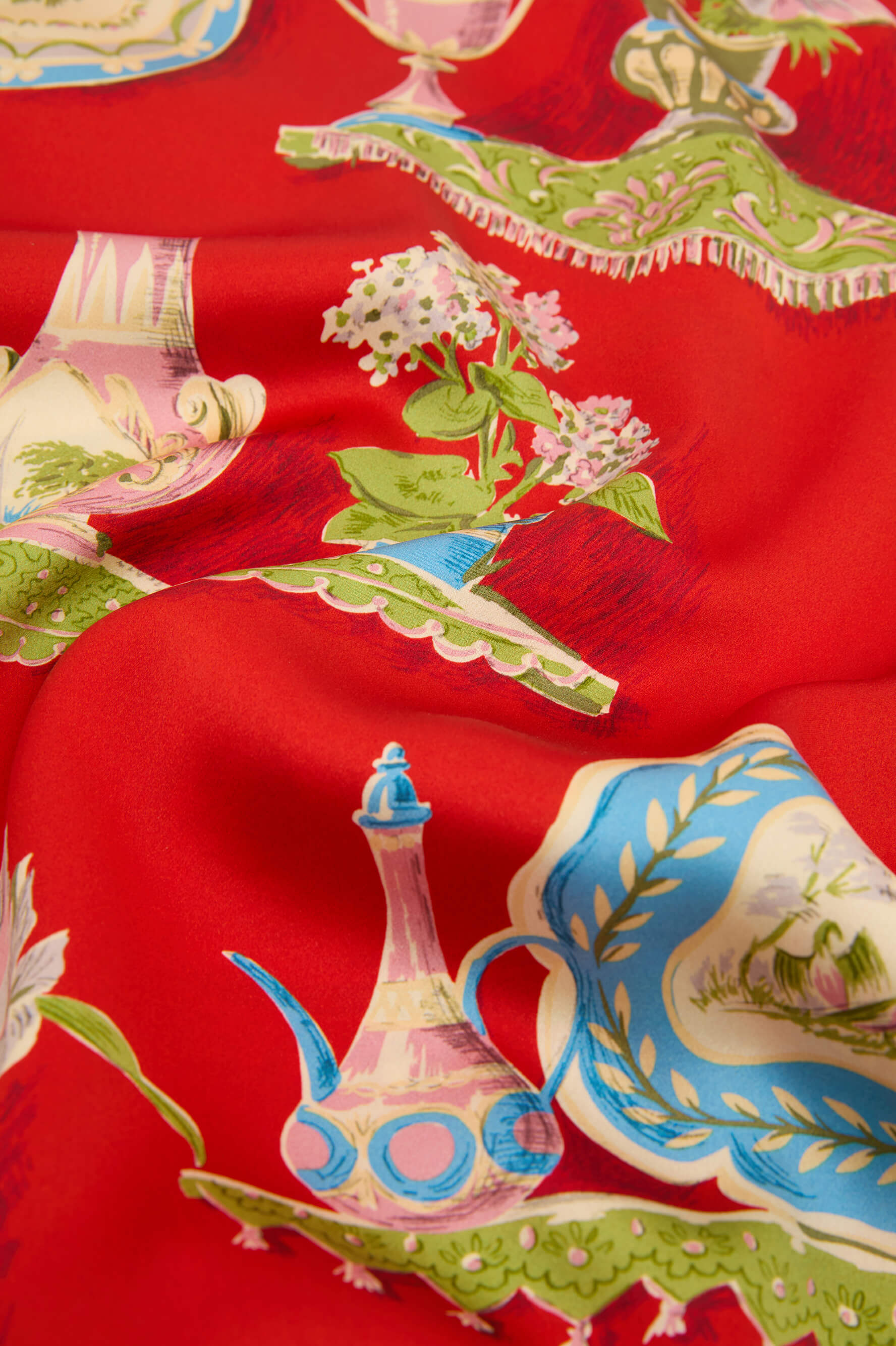 Dunaway Renata Red Plate Scarf in Silk Twill