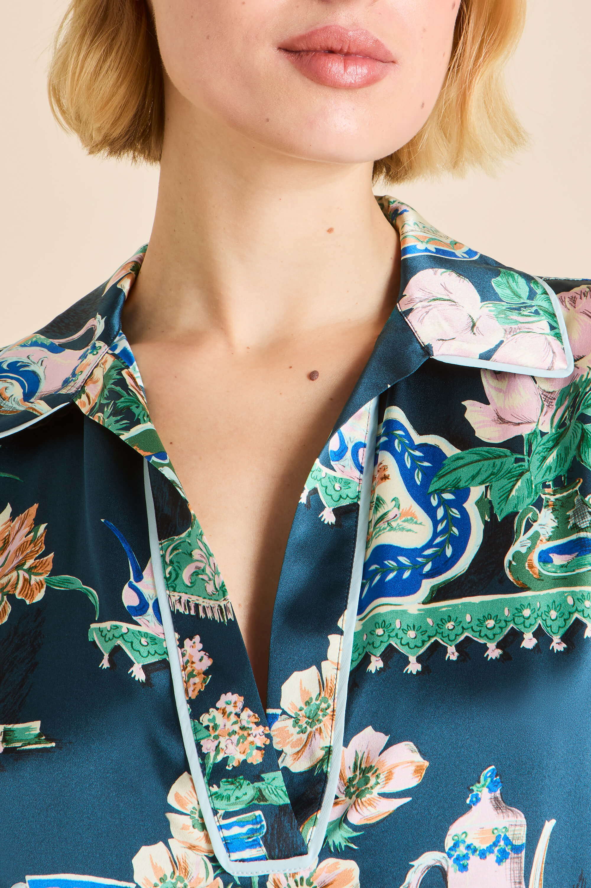 ebba giotto green plate pyjamas in silk satin 