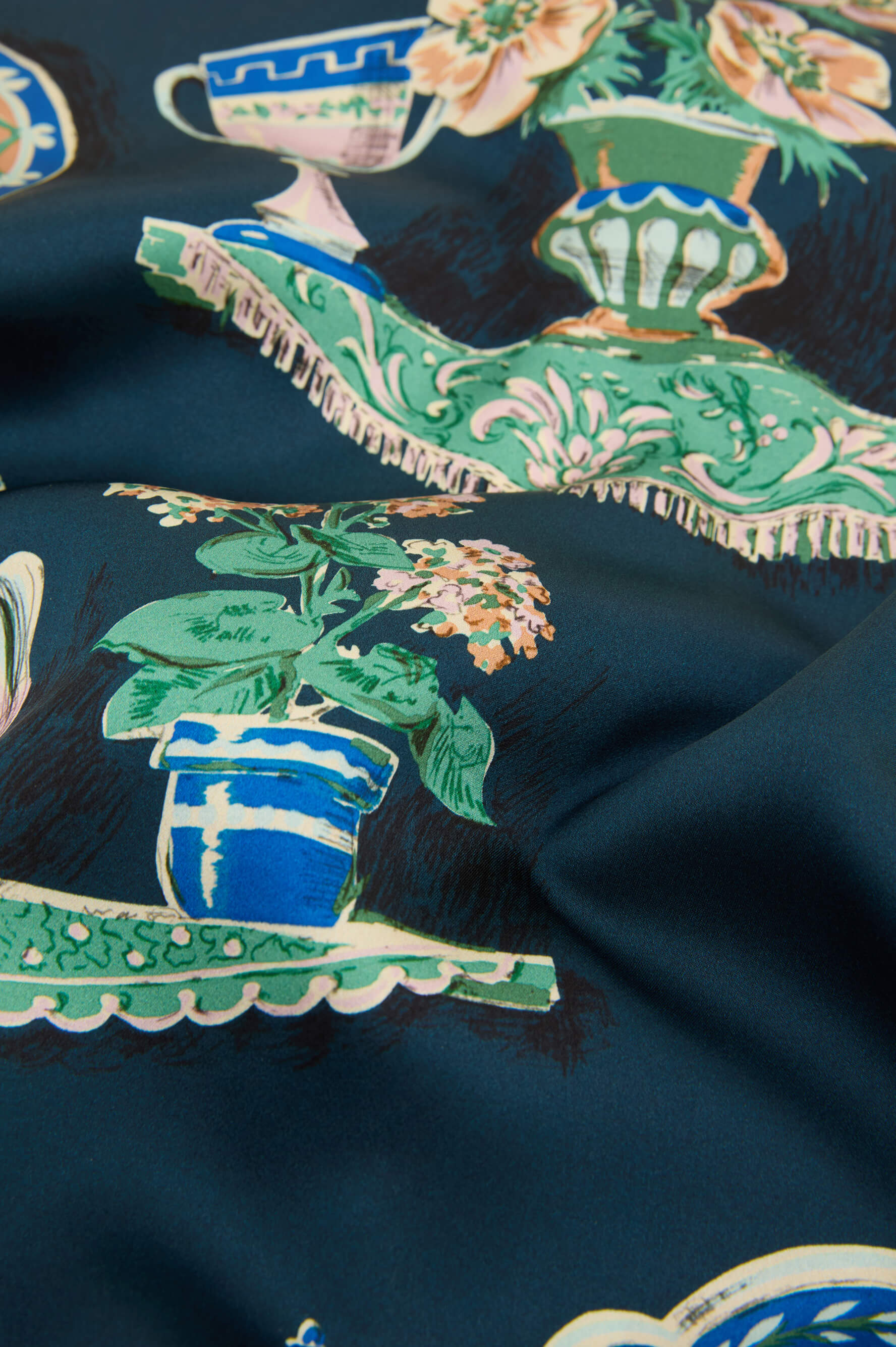 Ebba Giotto Blue Plate Pyjamas in Silk Satin