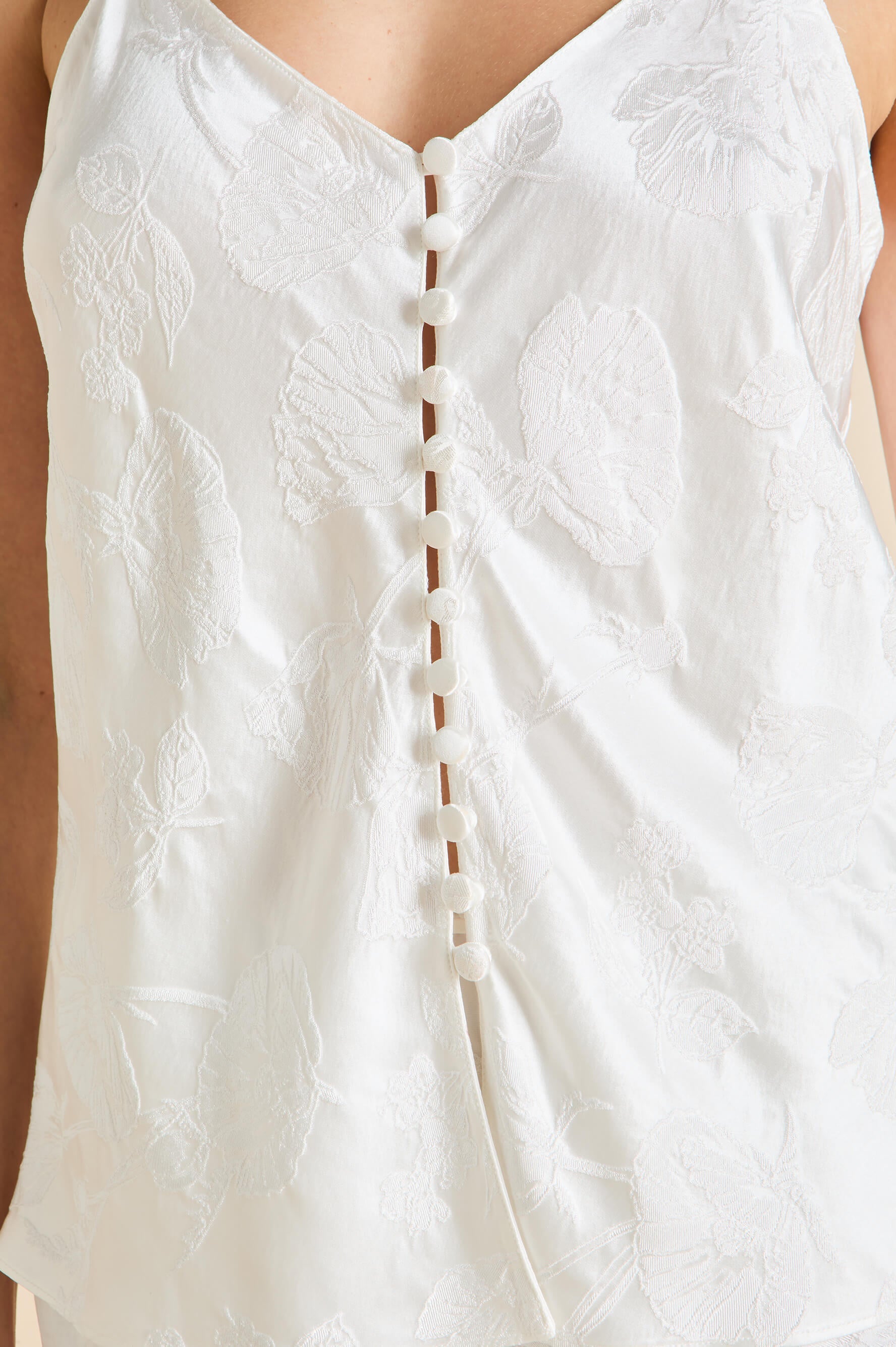 etta liliana ivory floral camisole set in silk jacquard 