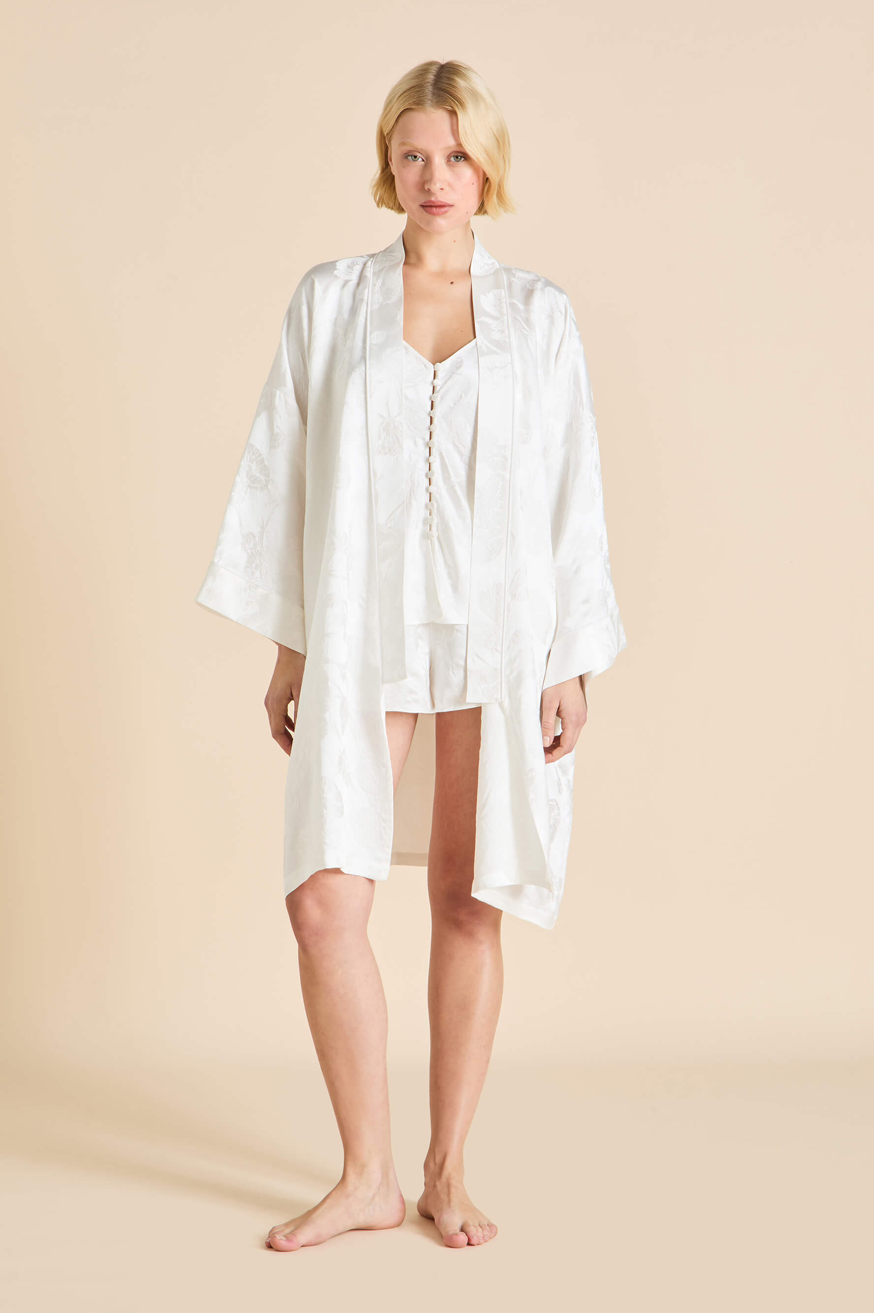 Etta Liliana Ivory Floral Camisole Set in Silk Jacquard