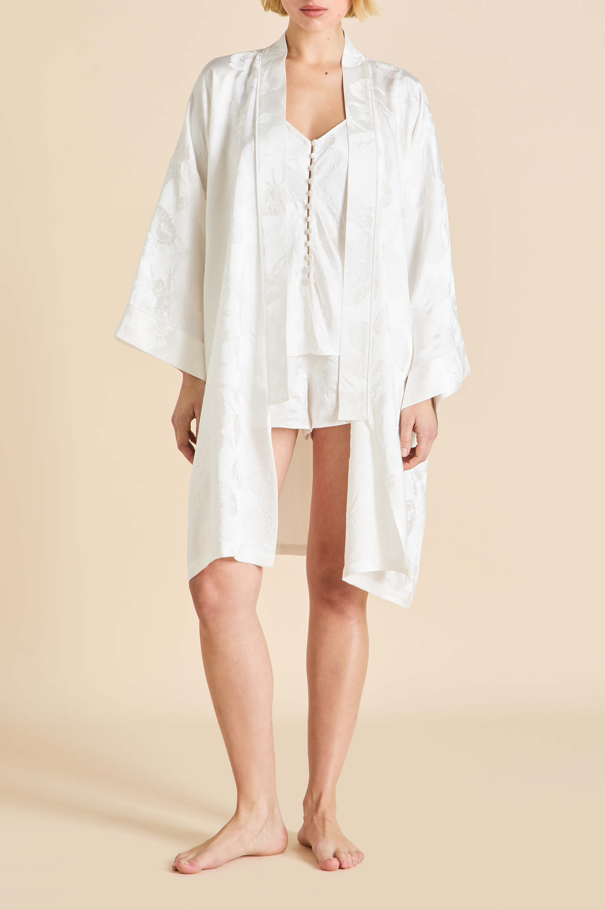Etta Liliana Ivory Floral Camisole Set in Silk Jacquard