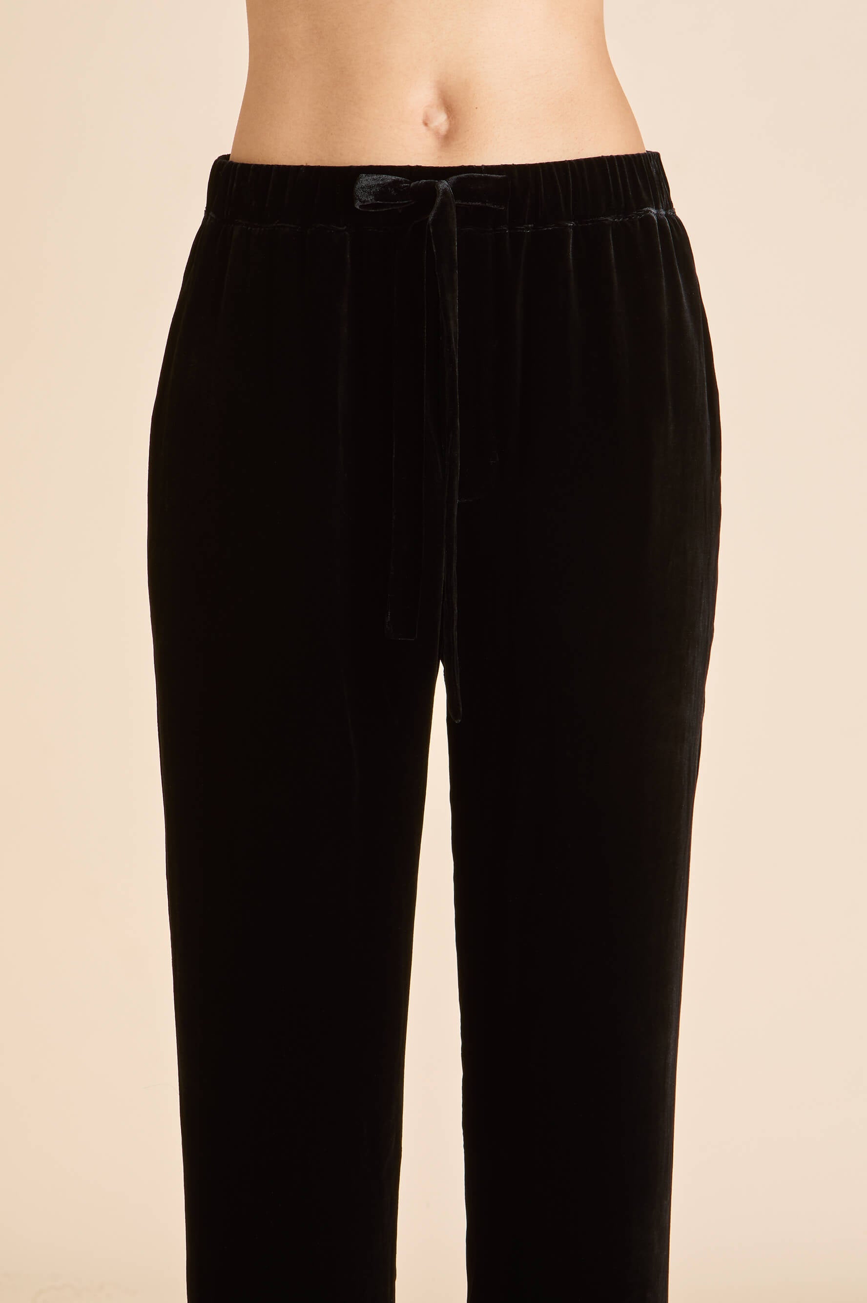 Fifi Valentina Black Crystal Fringe Pyjamas in Silk Velvet