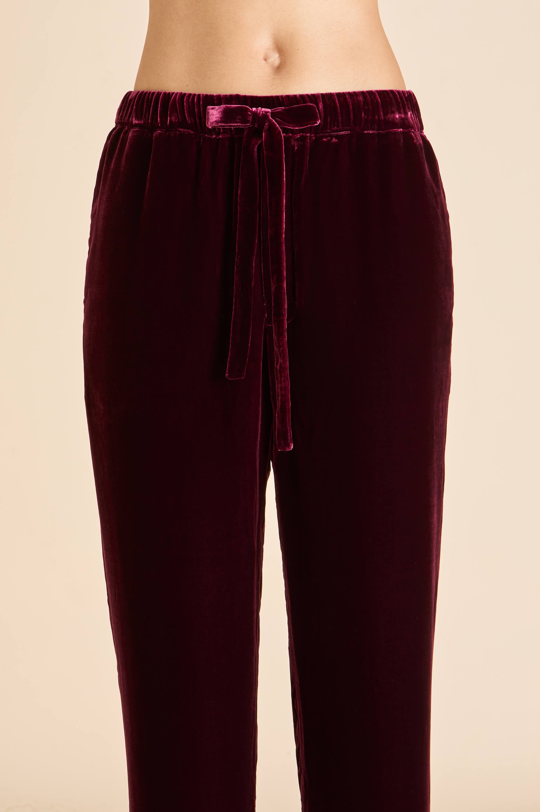 Fifi Victoria Red Crystal Fringe Pyjamas in Silk Velvet