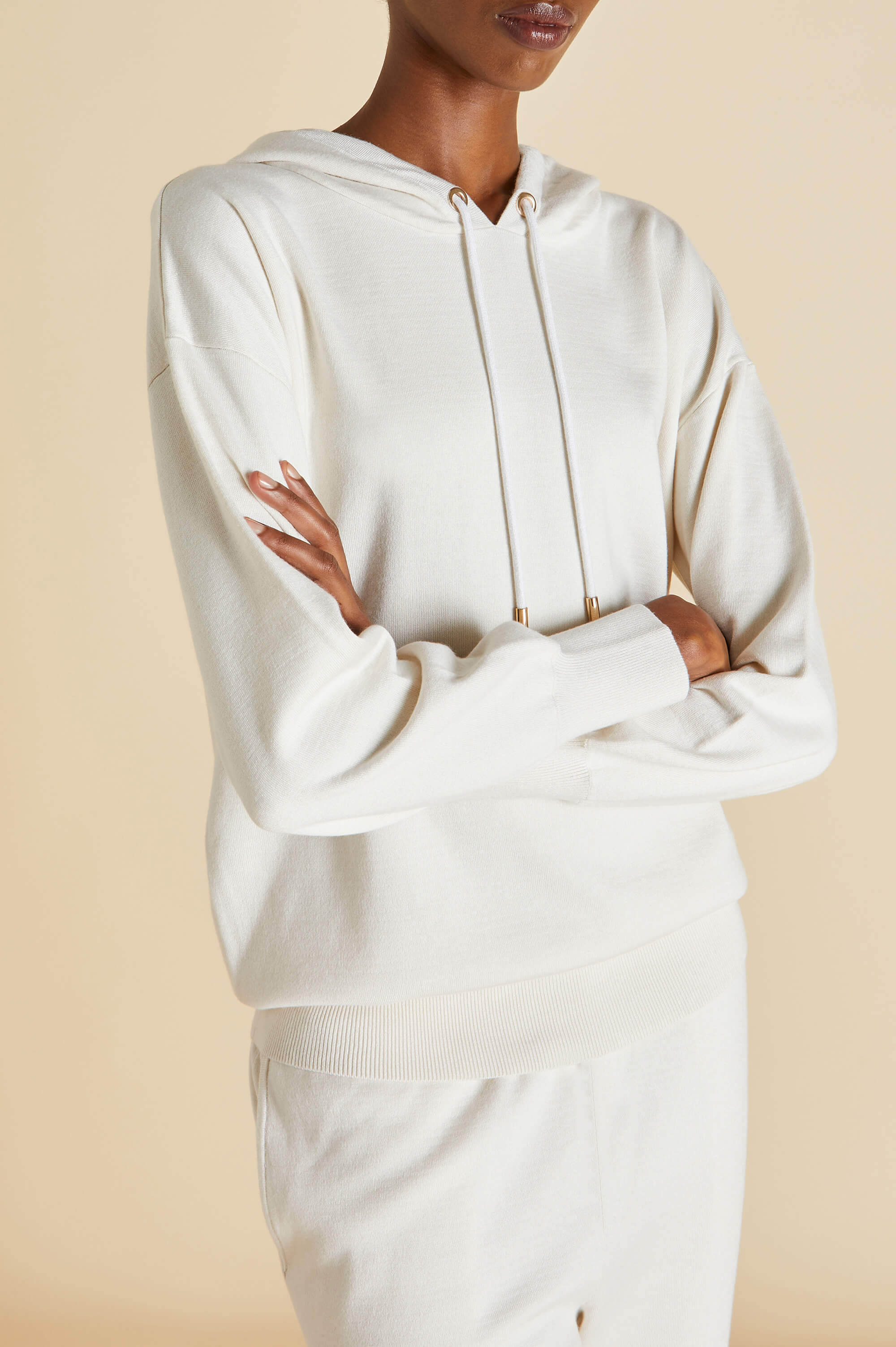 gia alaska ivory tracksuit in silk-cashmere 