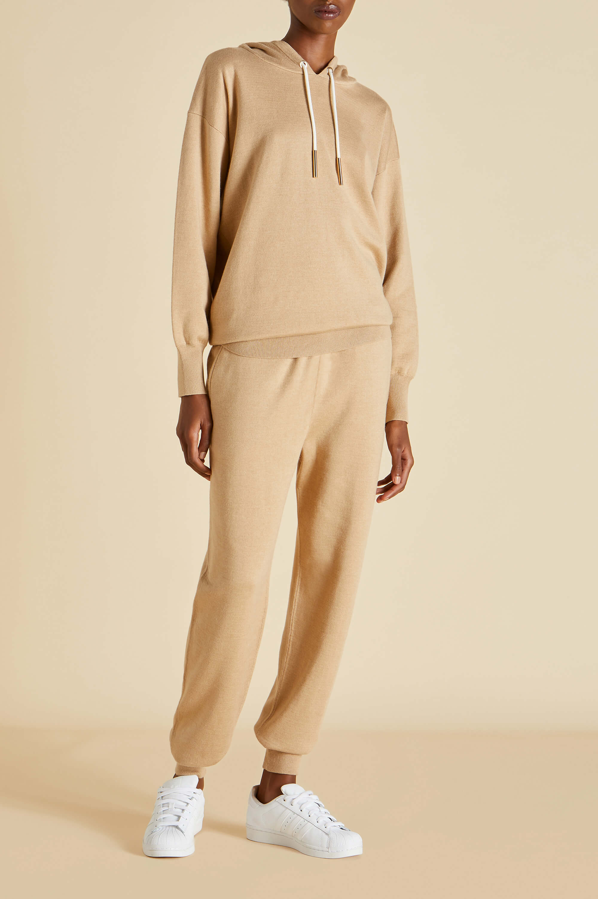 gia shanghai beige tracksuit in silk-cashmere